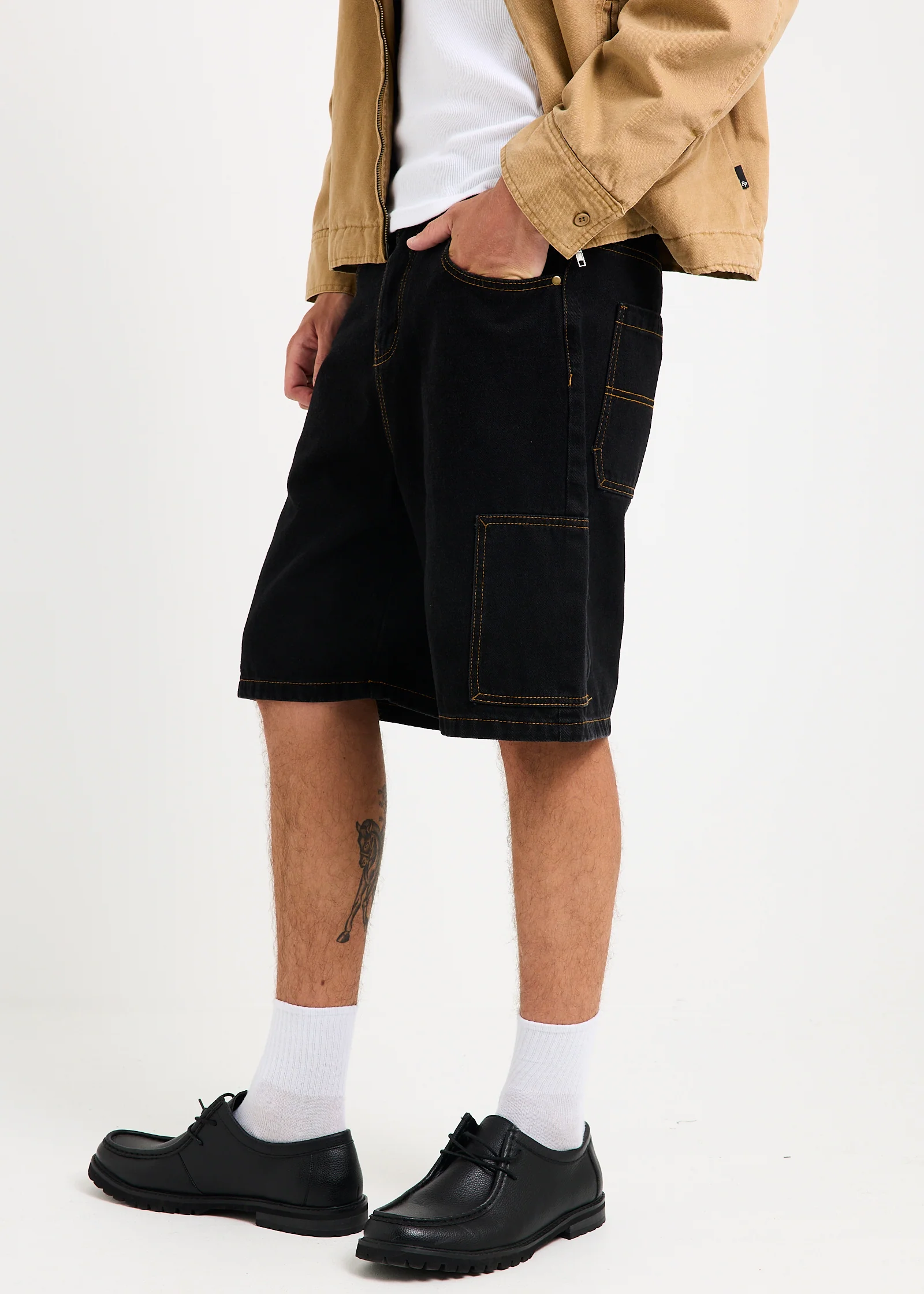 Scorched Harper Denim Baggy Fit Carpenter Shorts - Image 4