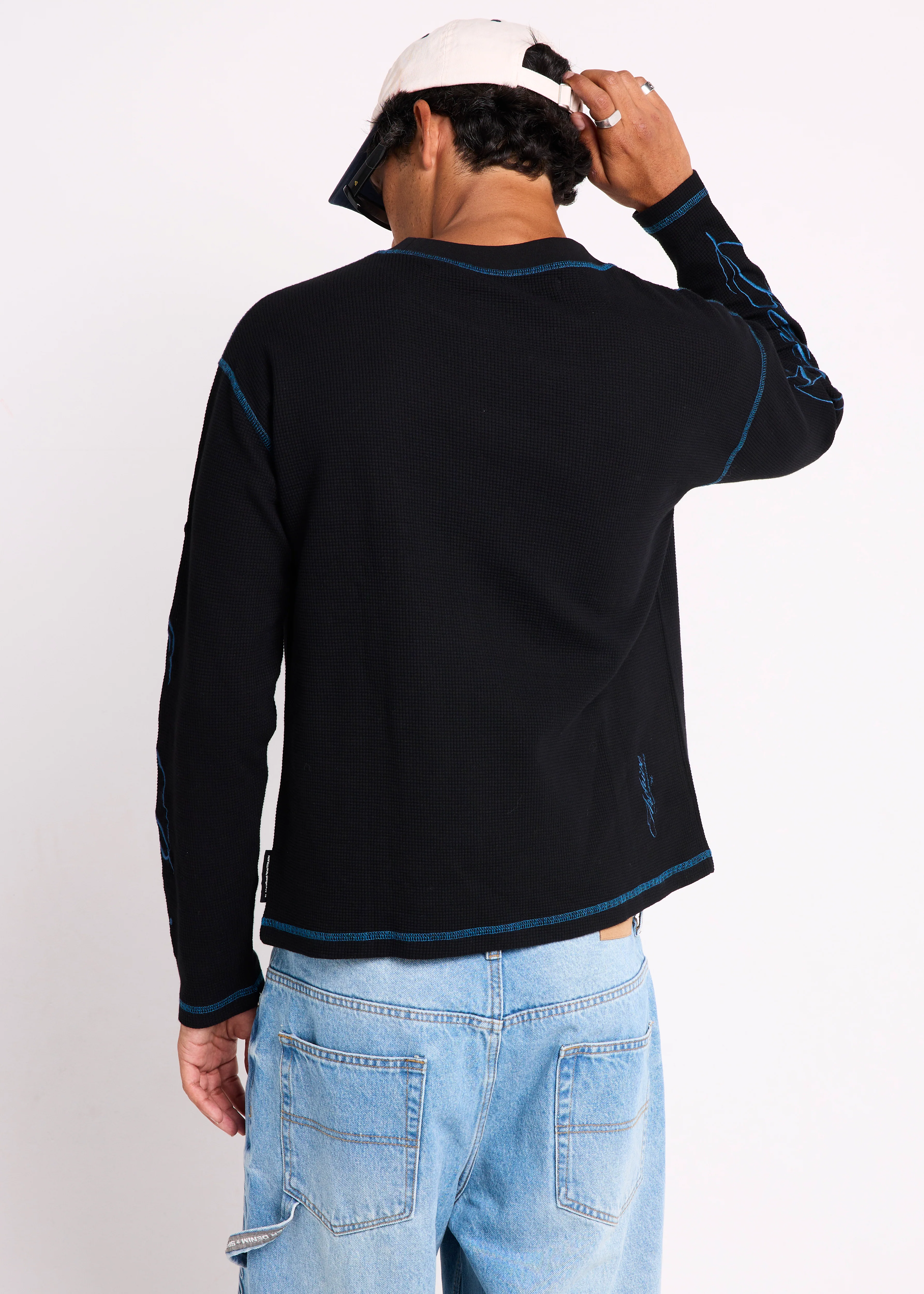 Script Long Sleeve Waffle Shirt - Image 2