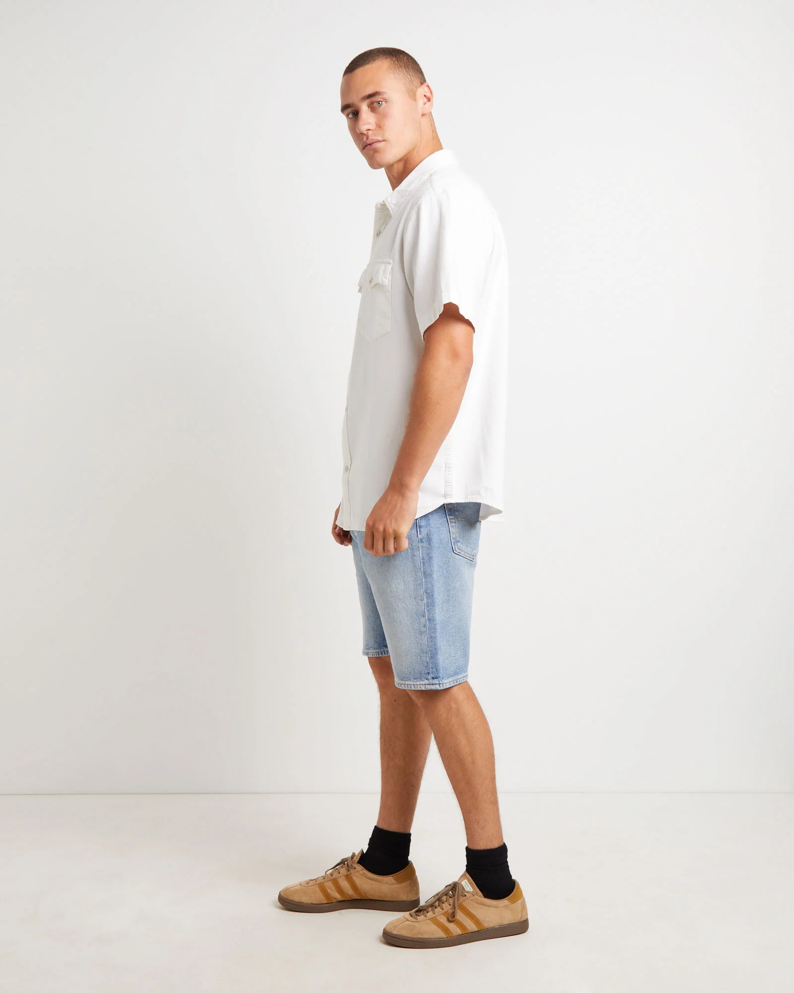 Short Sleeve Relaxed Fit Western Shirt in Newman Ecru - Image 4