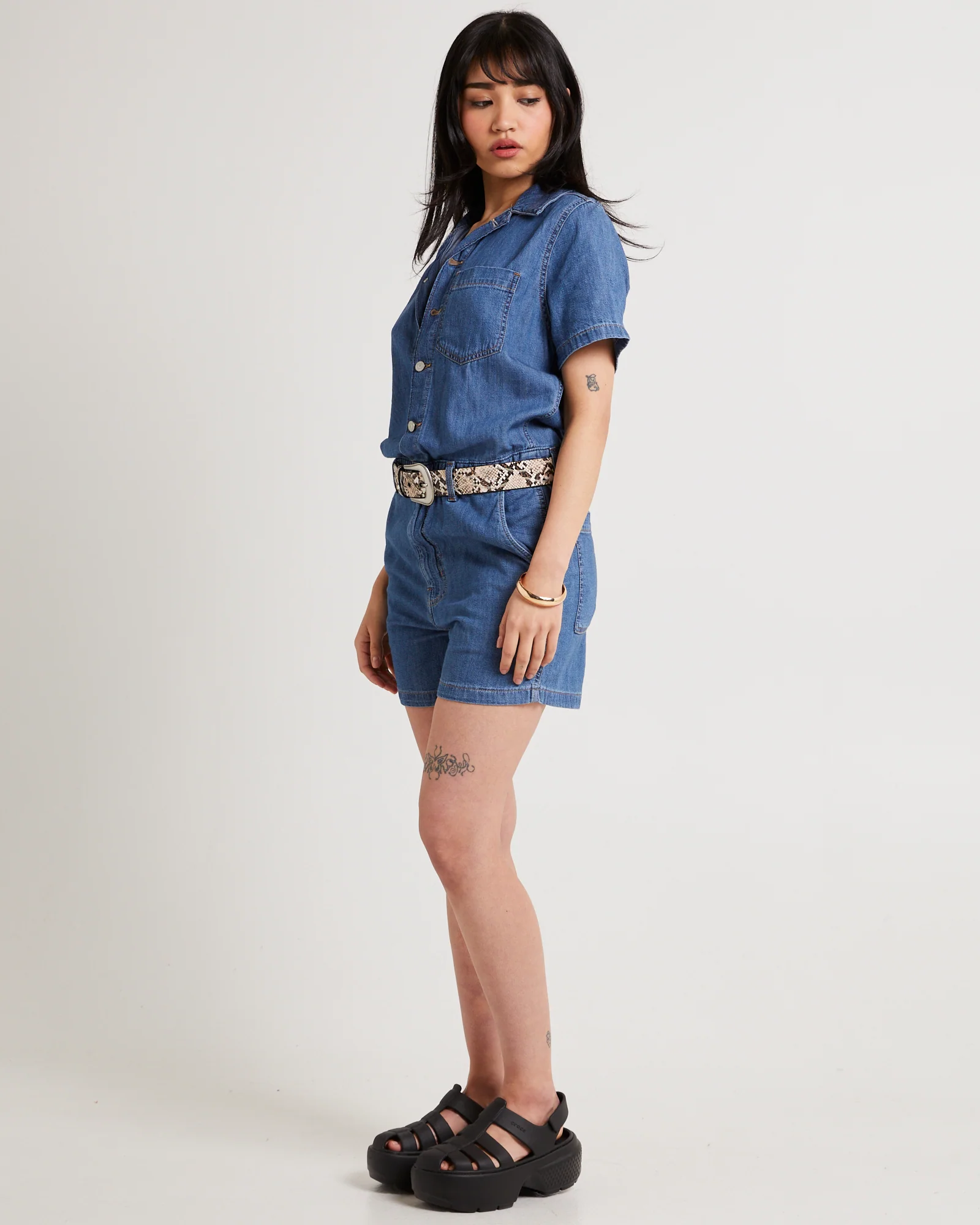 Shorts Sleeve Denim Heritage Romper - Image 3