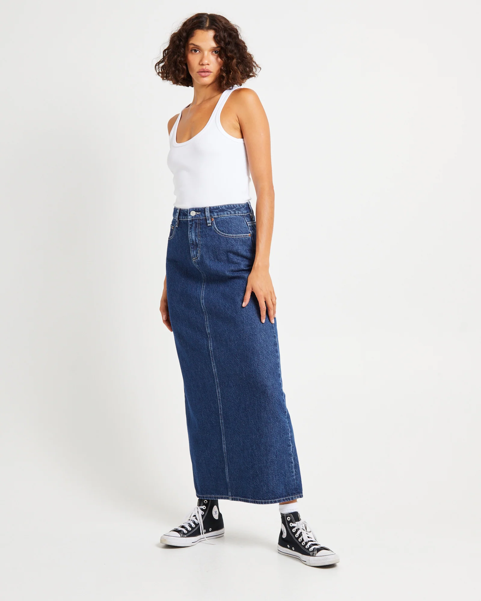 Signature Mid Denim Maxi Skirt Essentials Rinse - Image 3