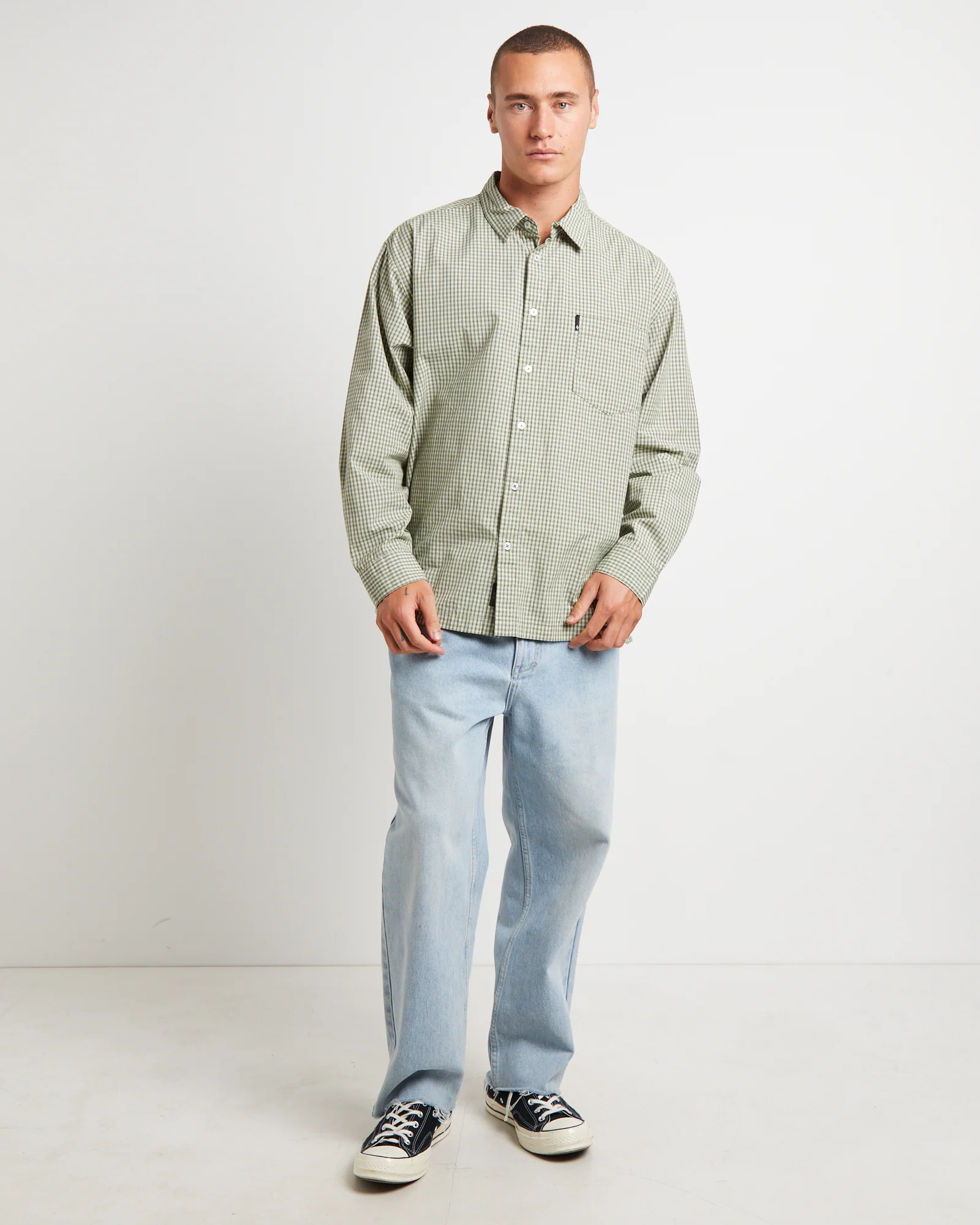Skate Long Sleeve Shirt in Fatigue Green - Image 3