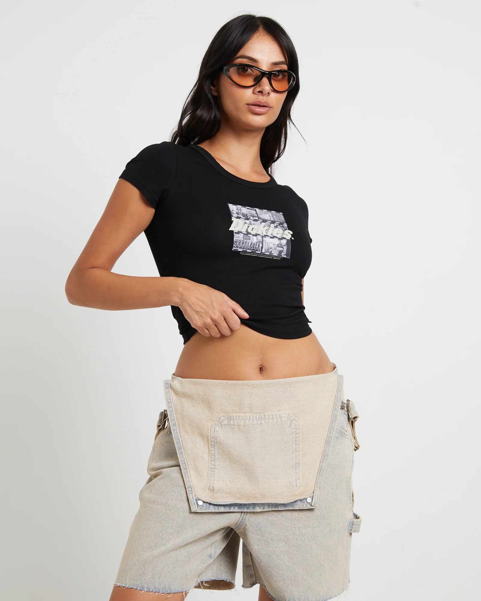 Slide Show Baby Tee in Black