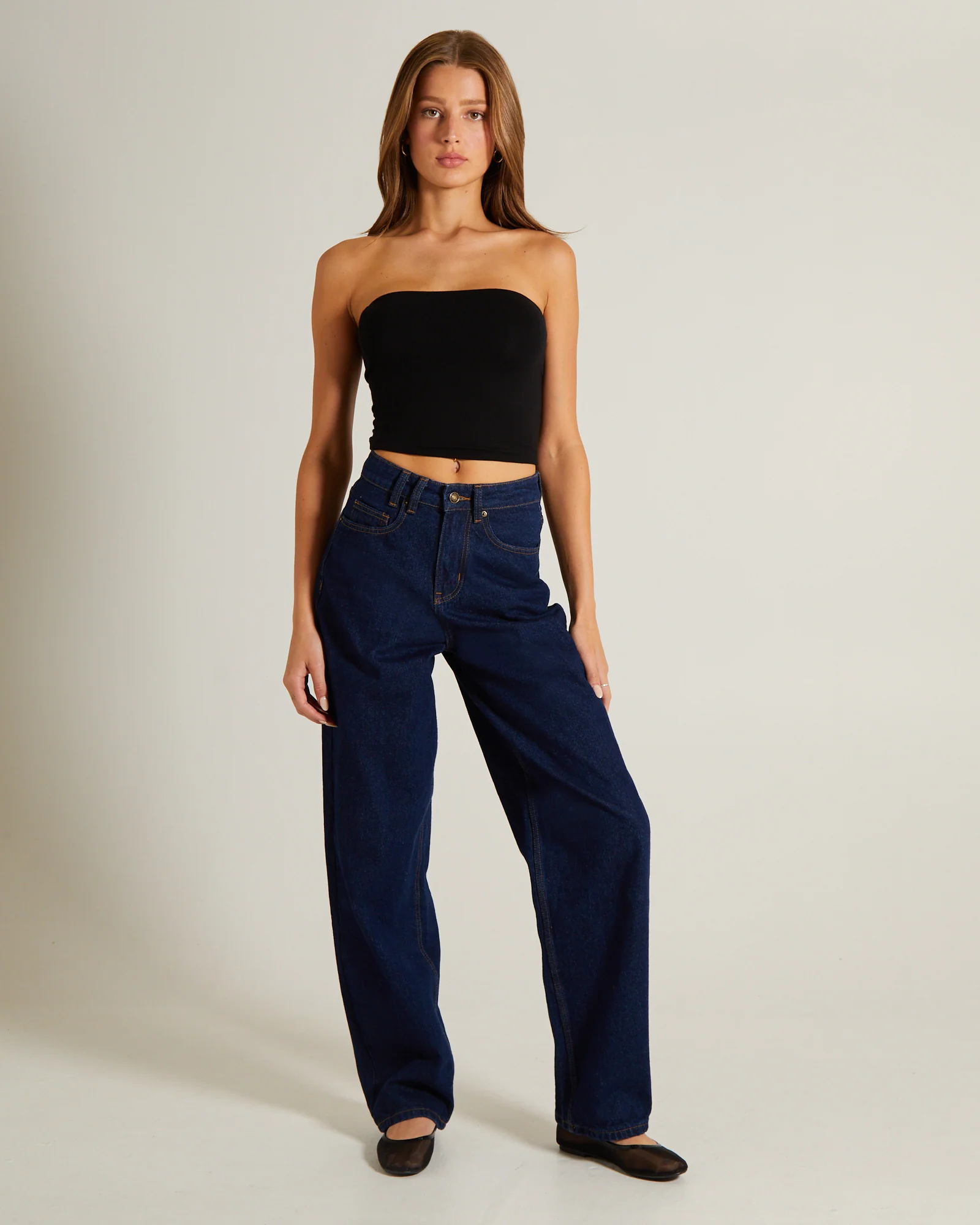 Slinky Strapless Top in Black - Image 3