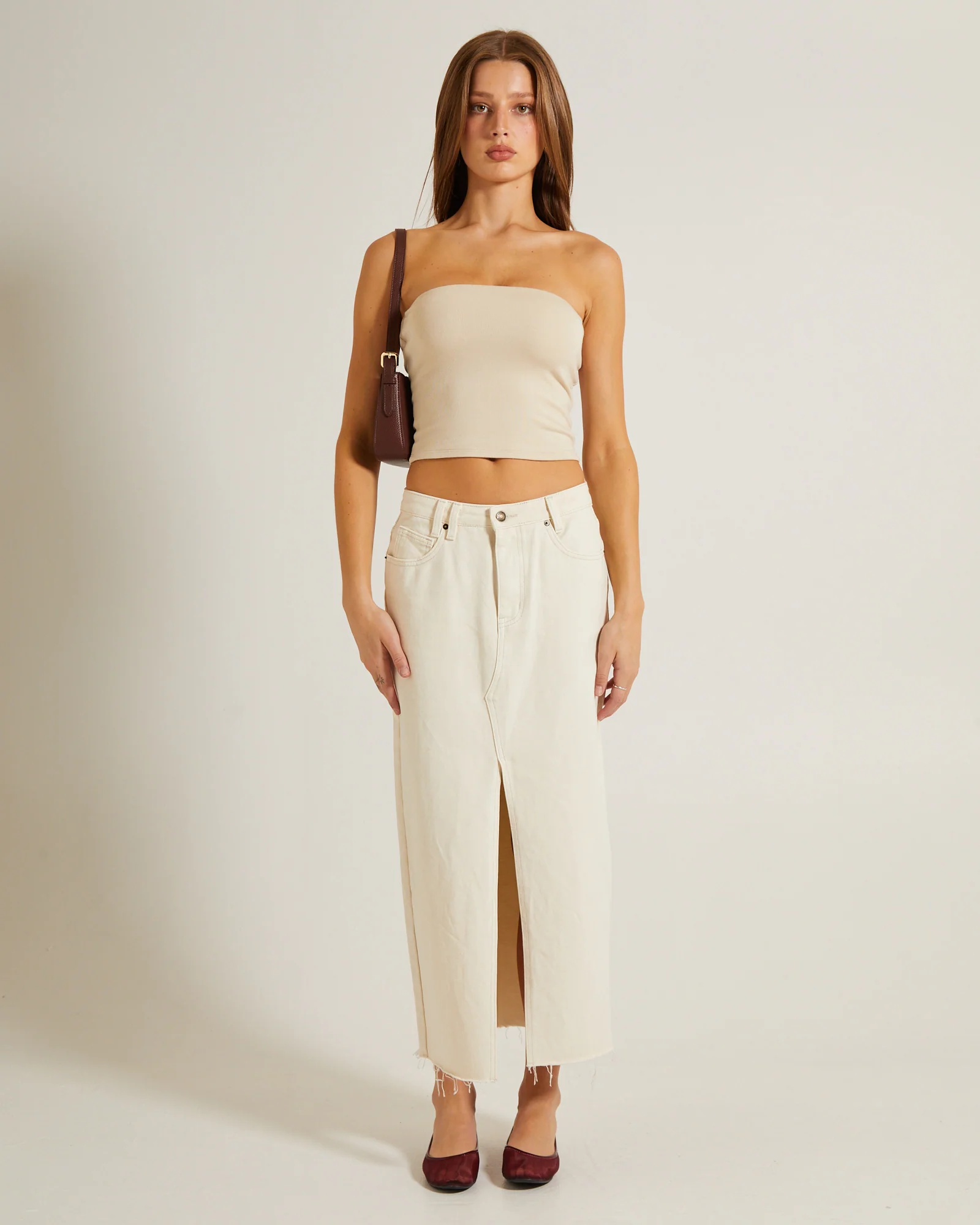 Slinky Strapless Top in Vintage Stone - Image 3