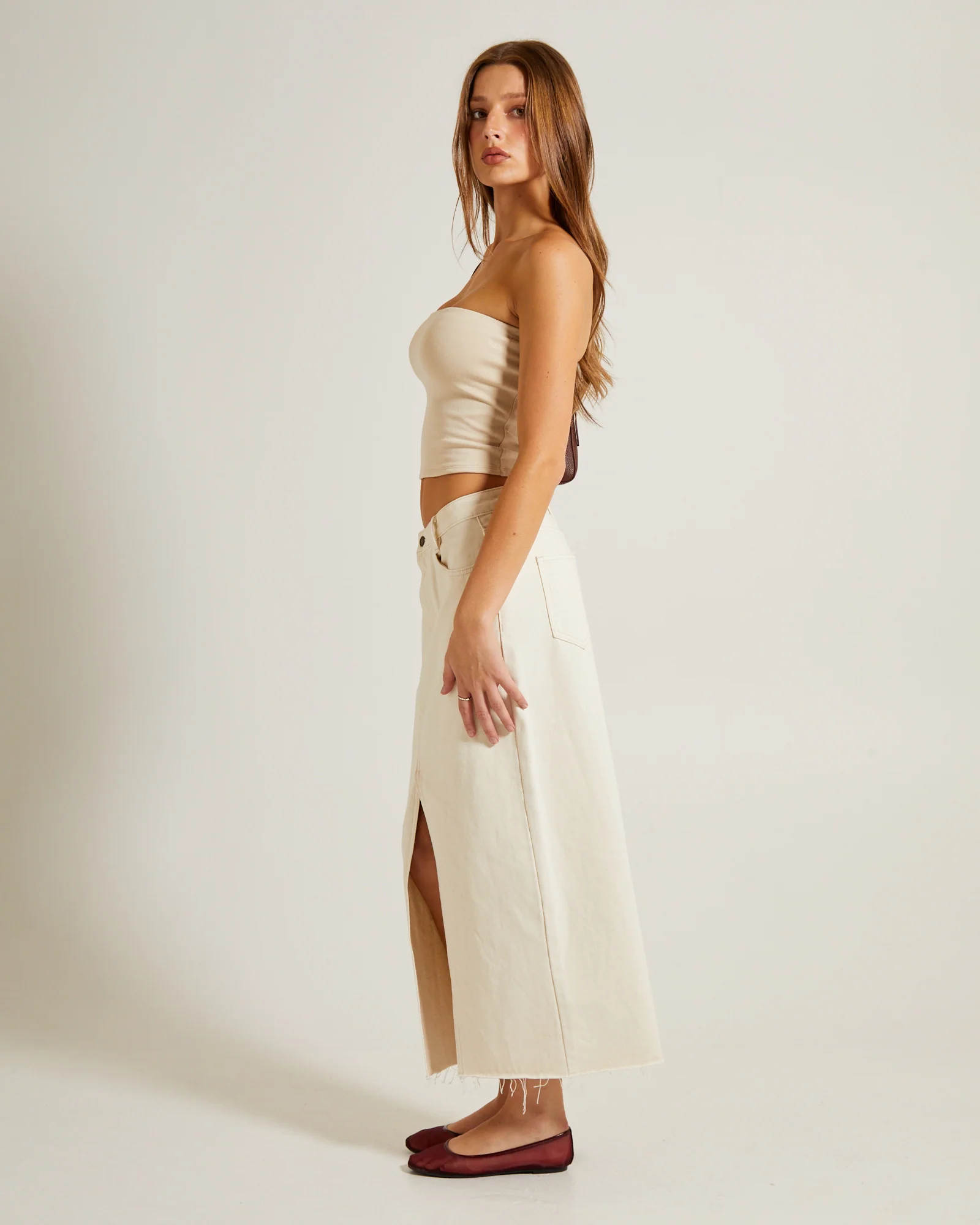 Slinky Strapless Top in Vintage Stone - Image 4