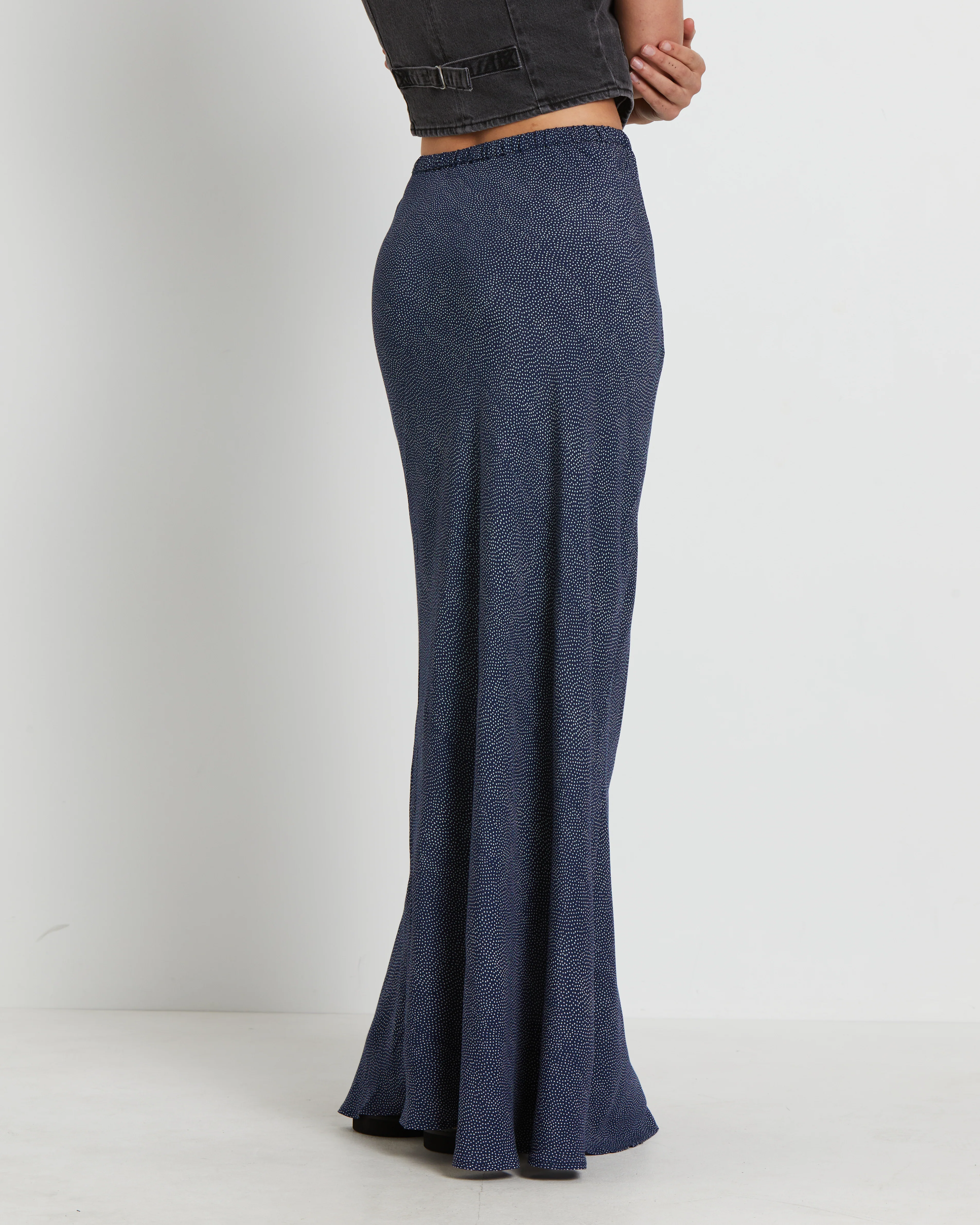 Slip Maxi Skirt in Mini Spot Navy - Image 2