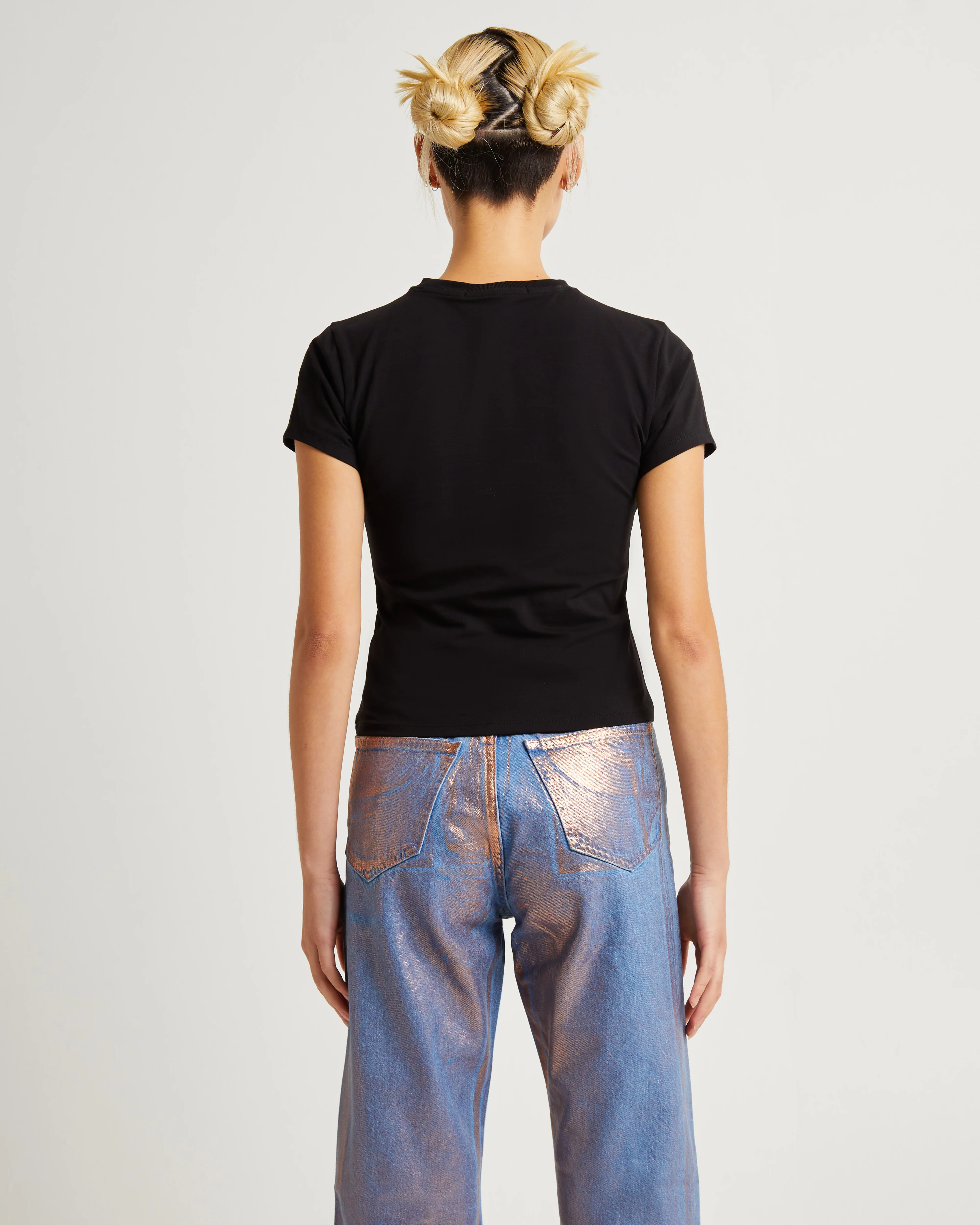 Slogan Fitted Tee Black - Image 2