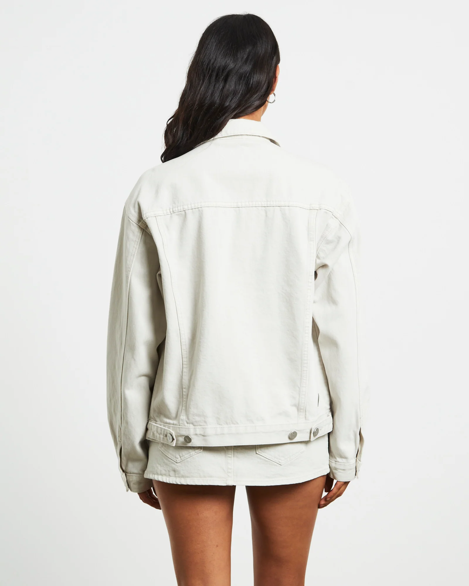 Slouch Denim Jacket in Chalk White - Image 3