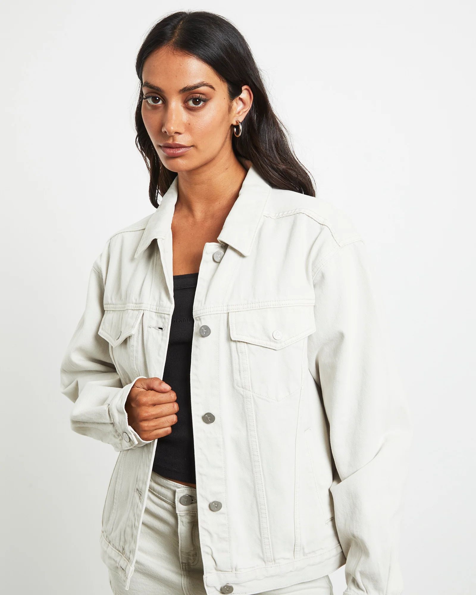 Slouch Denim Jacket in Chalk White - Image 6