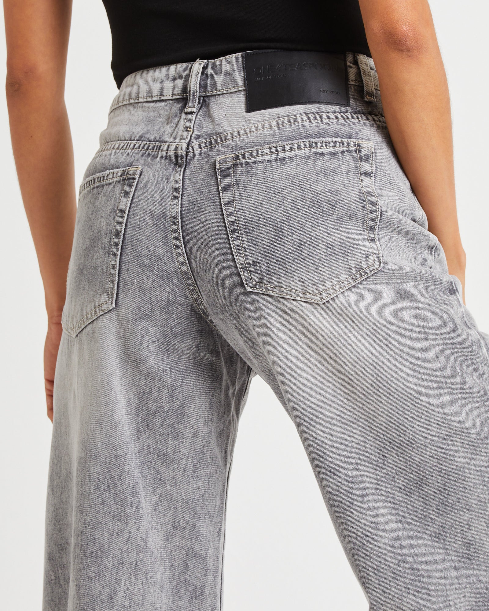 Smoke Jackson Mid Waist Wide Denim Jeans - Image 5