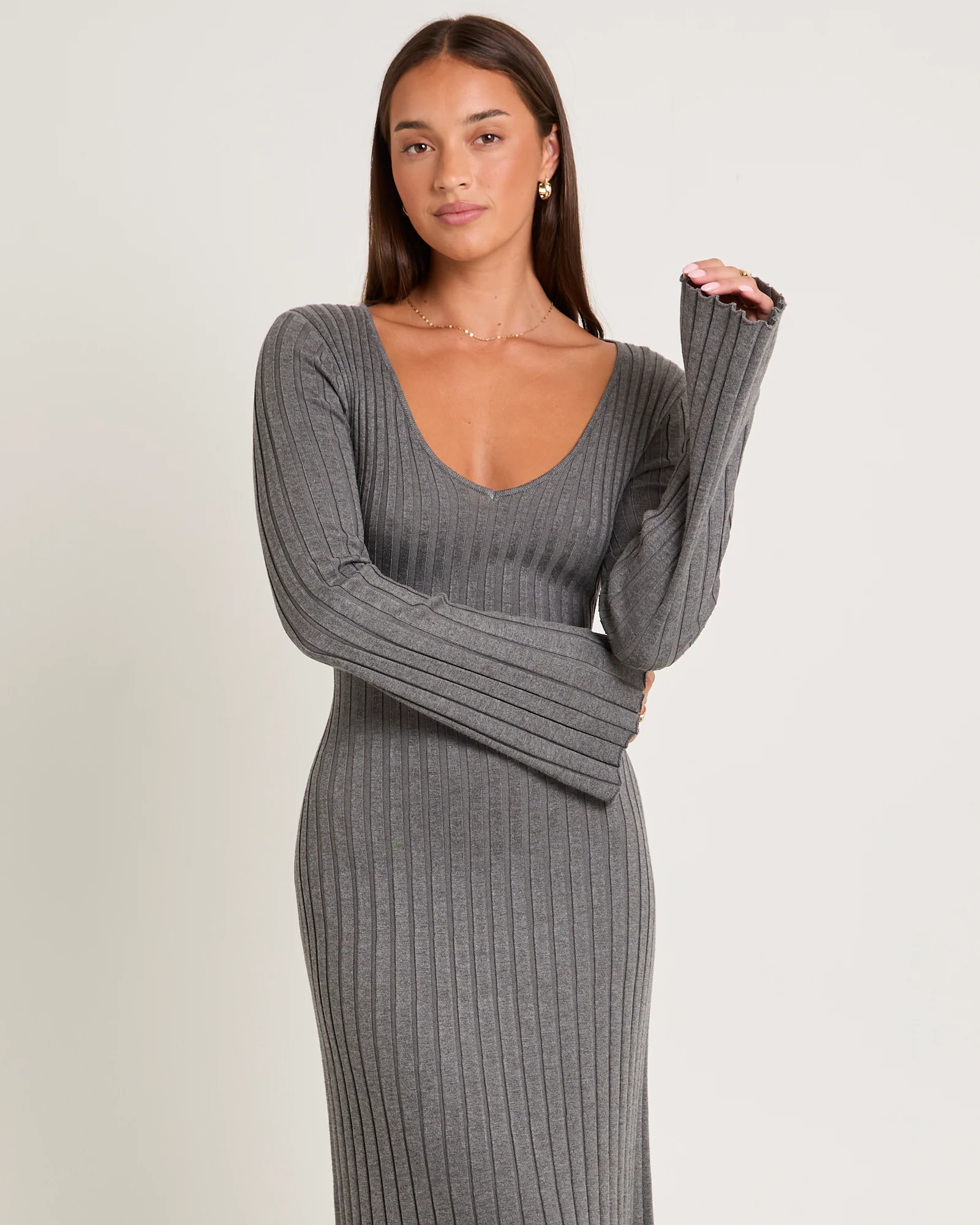 Sophie Long Sleeve Rib Knit Dress - Image 3