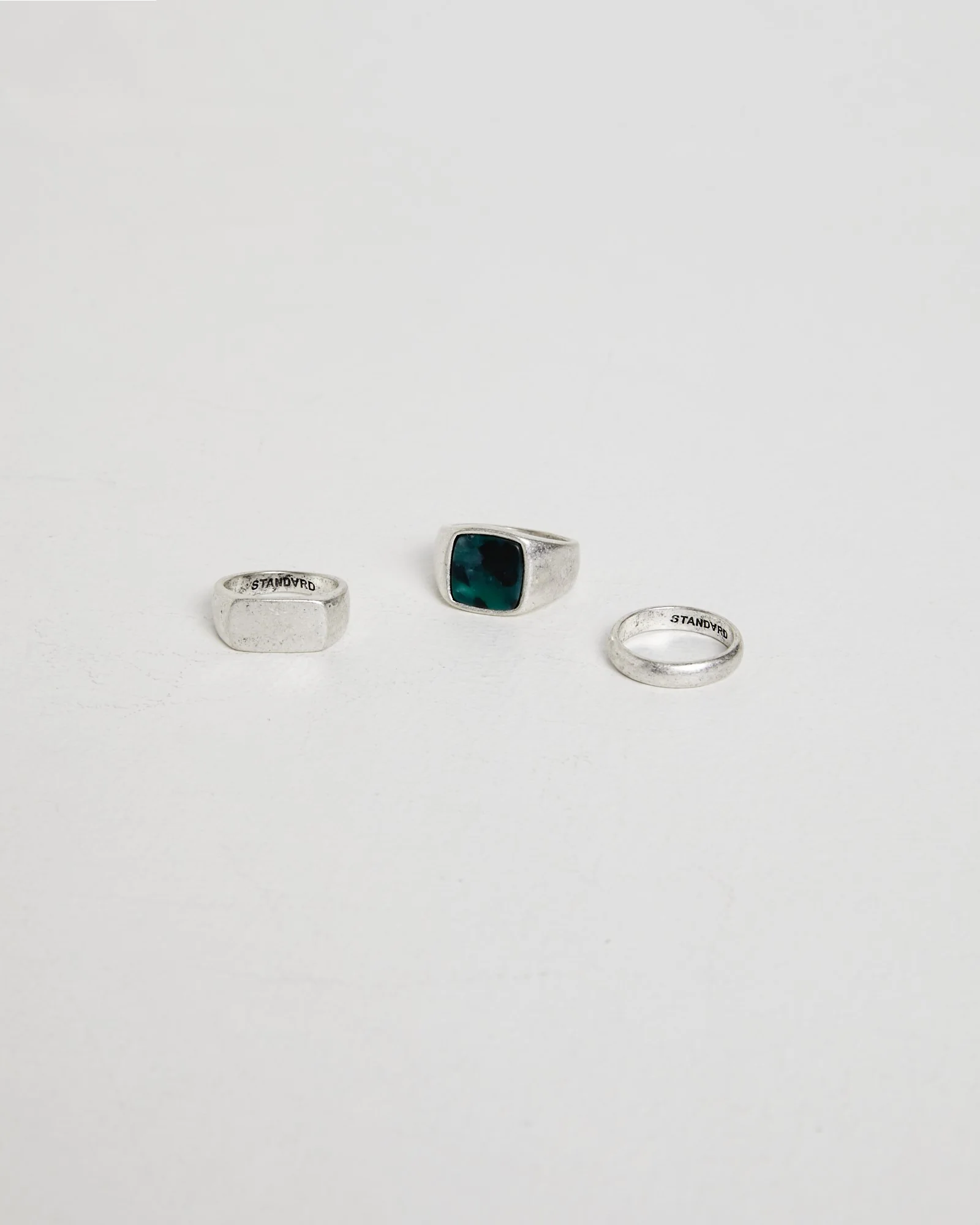 Square Inlay Signet Ring Set - Image 4
