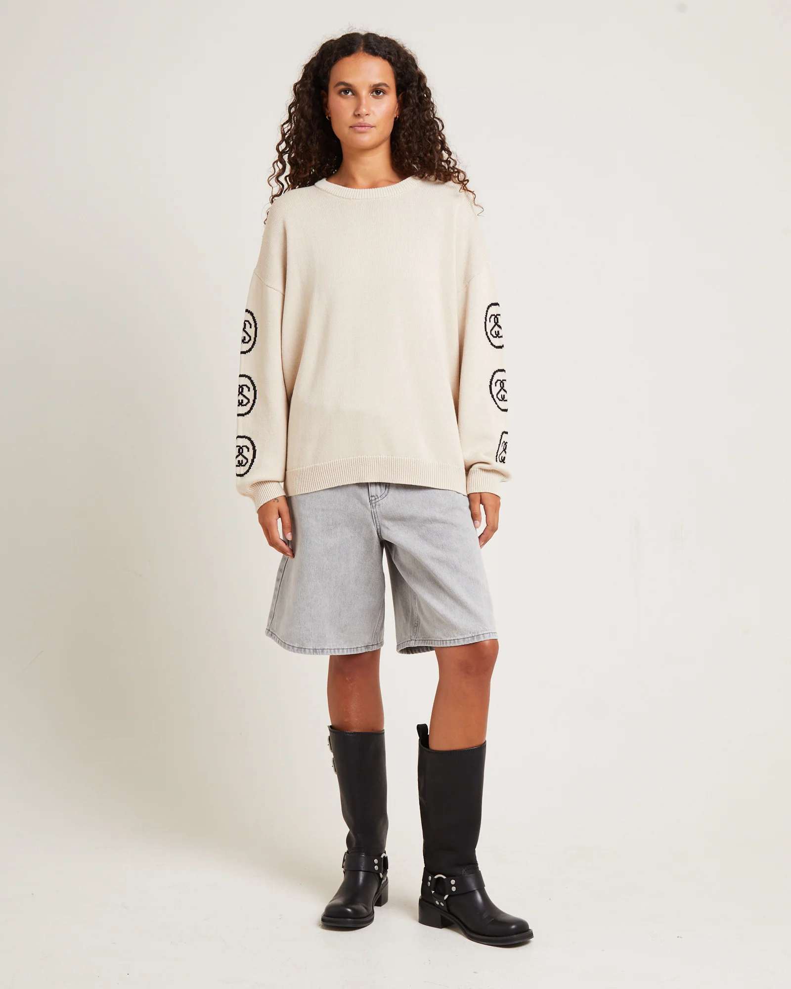 SS Link Knit Crew Neck Cream - Image 3