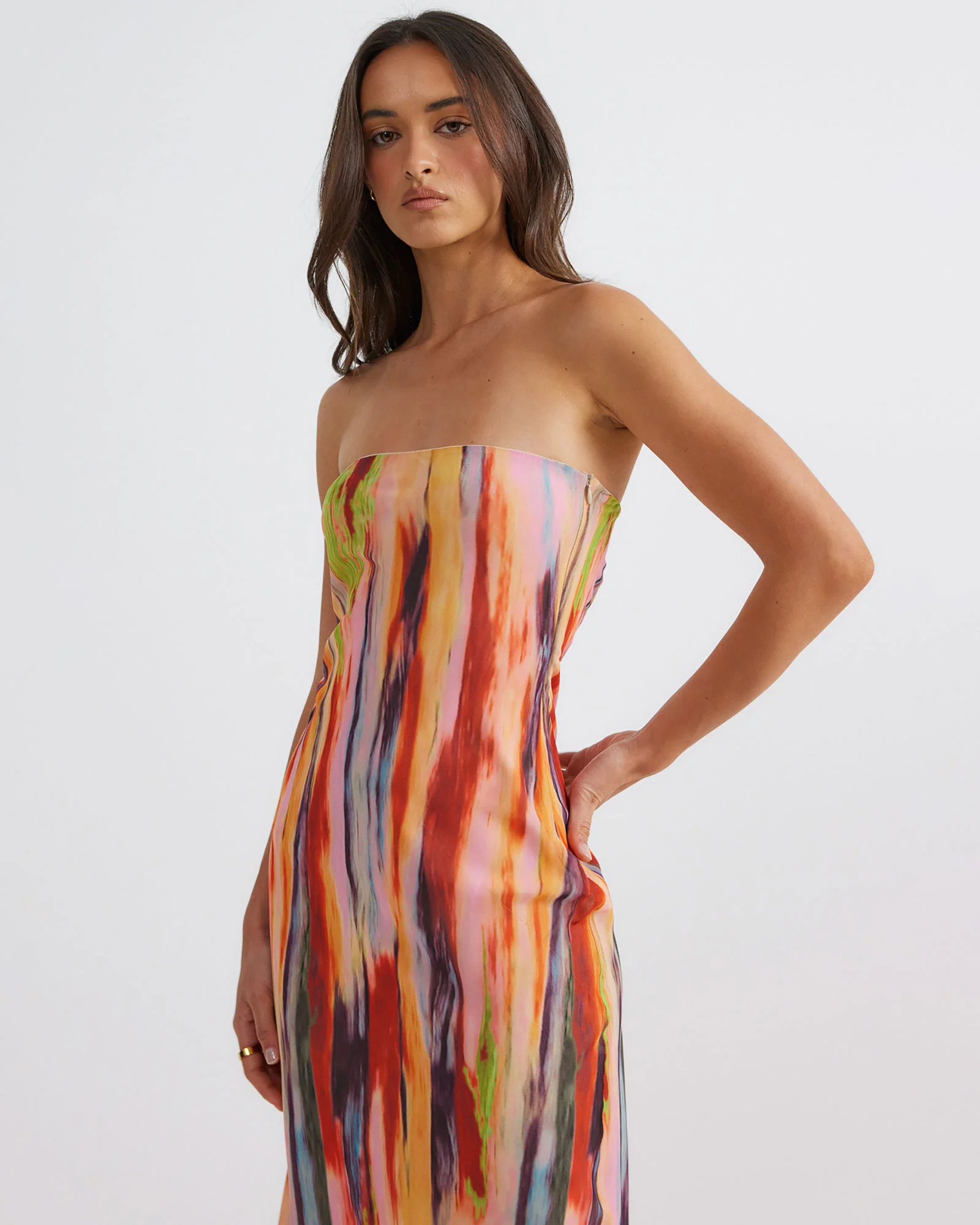 St Barts Strapless Maxi Dress in Multi - Image 3