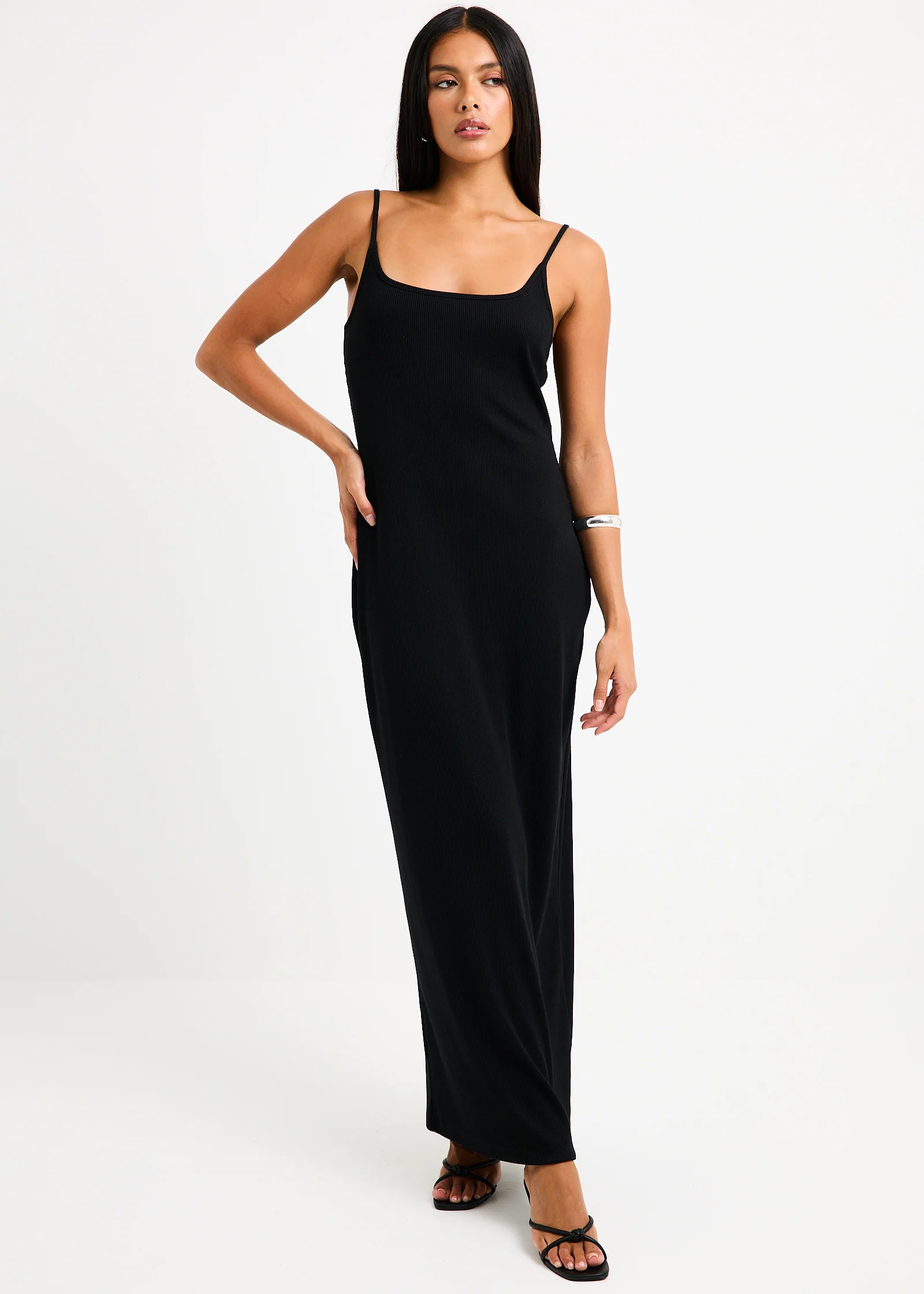 Straight Neck Maxi Dress