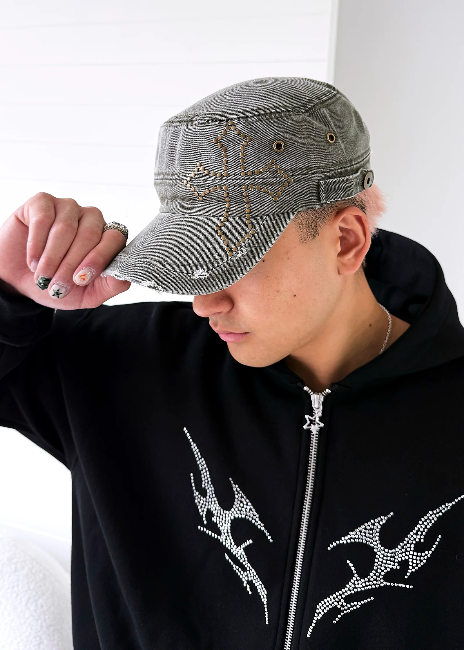 Studded Military Cap