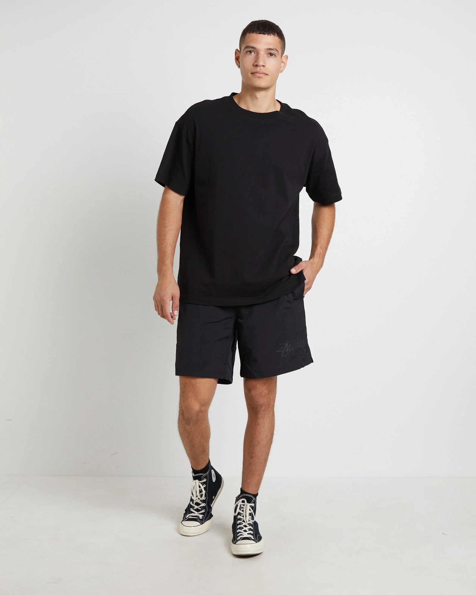 Stussy Big Stock Nylon Short in Black