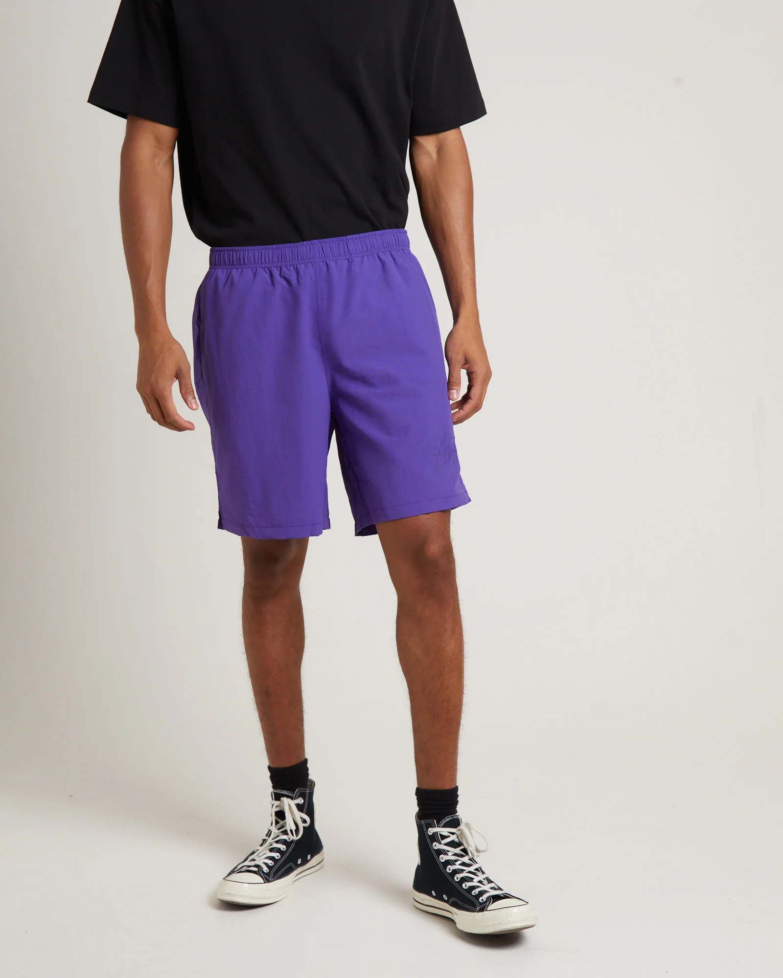 Stussy Big Stock Nylon Shorts in Purple - Image 3
