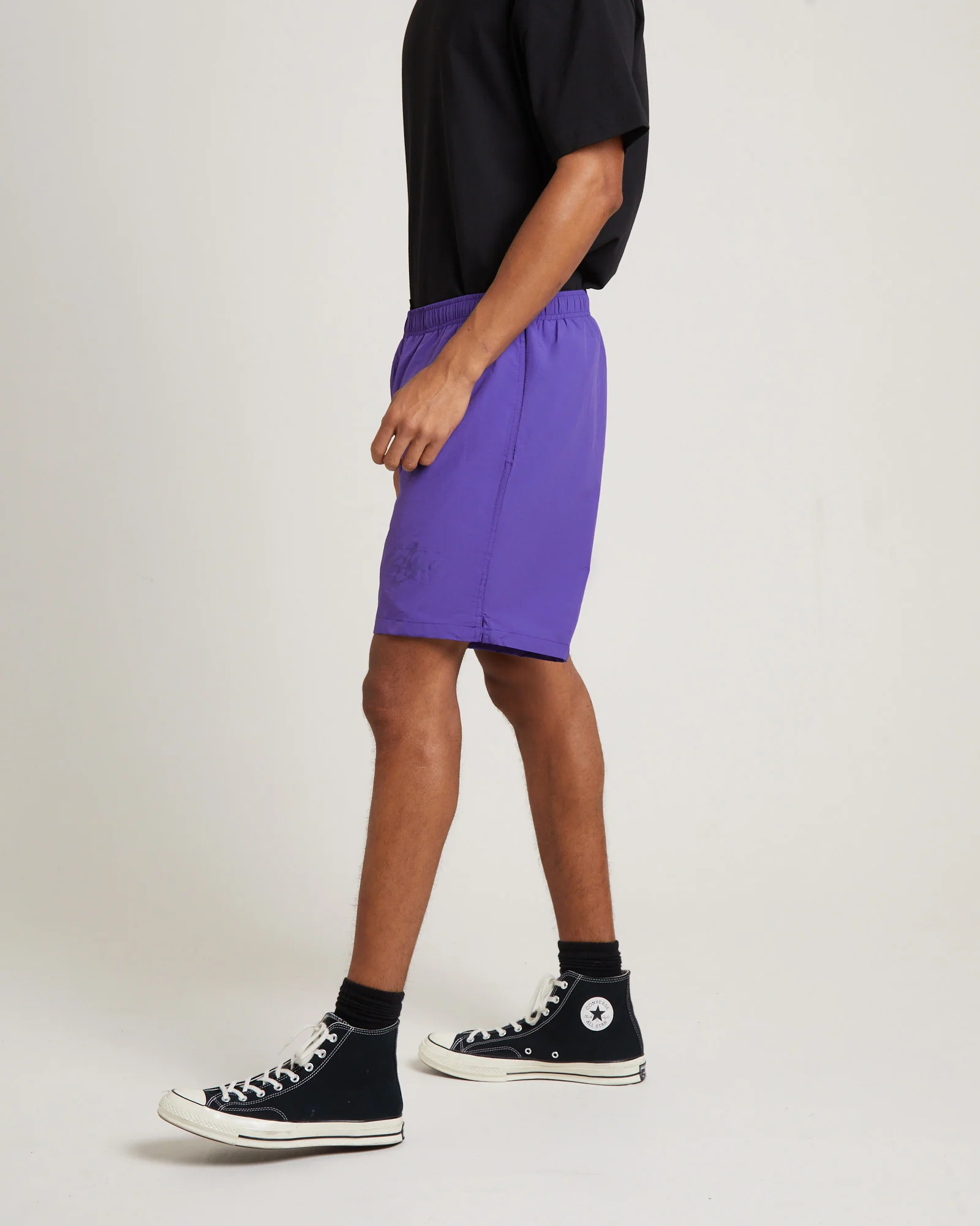 Stussy Big Stock Nylon Shorts in Purple - Image 4