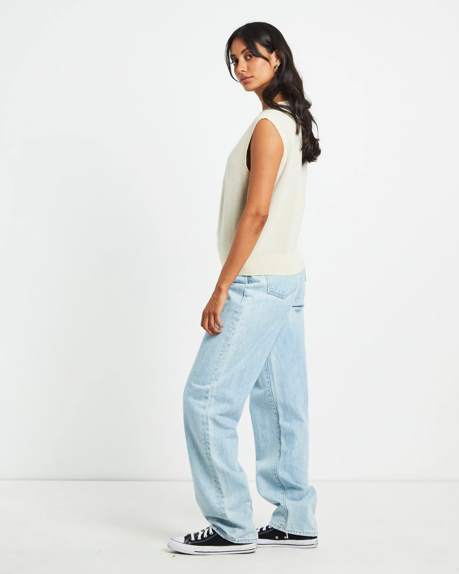 Stussy Knit Oversized Vest in Cream - Image 4