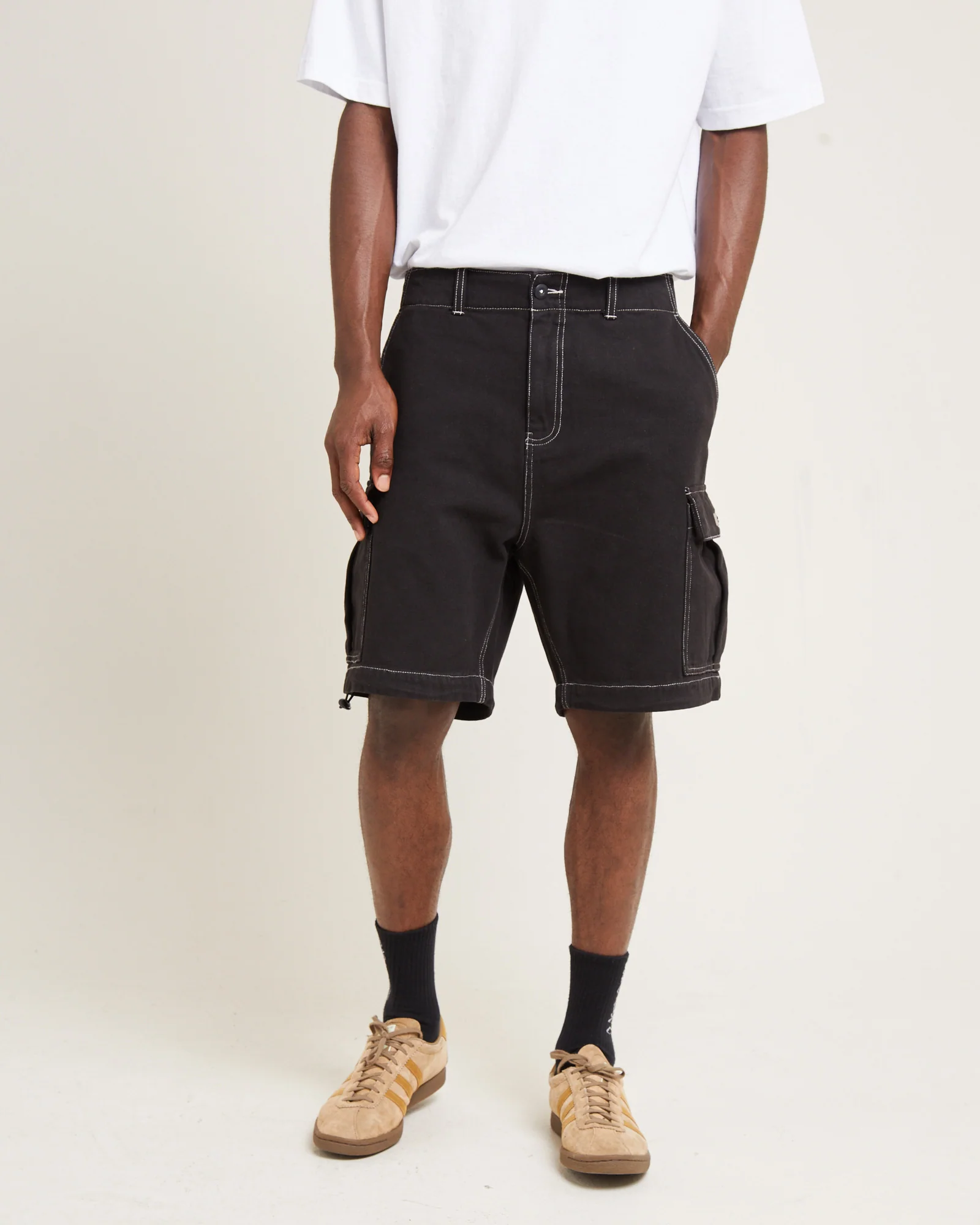 Surplus Canvas Cargo Shorts Black - Image 4
