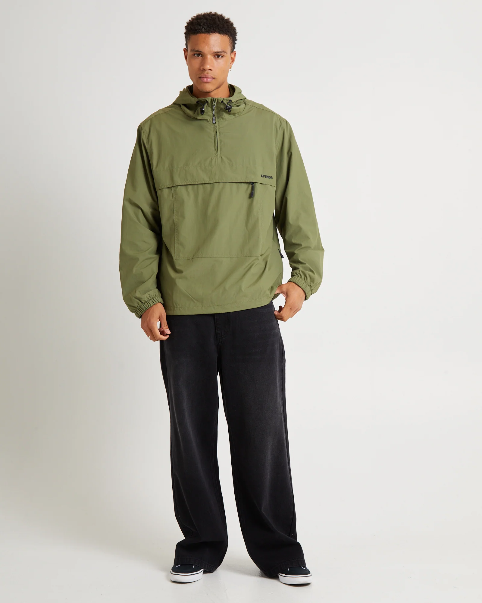 System Recycled Water Resistant pray Anorak Jacket Military Green