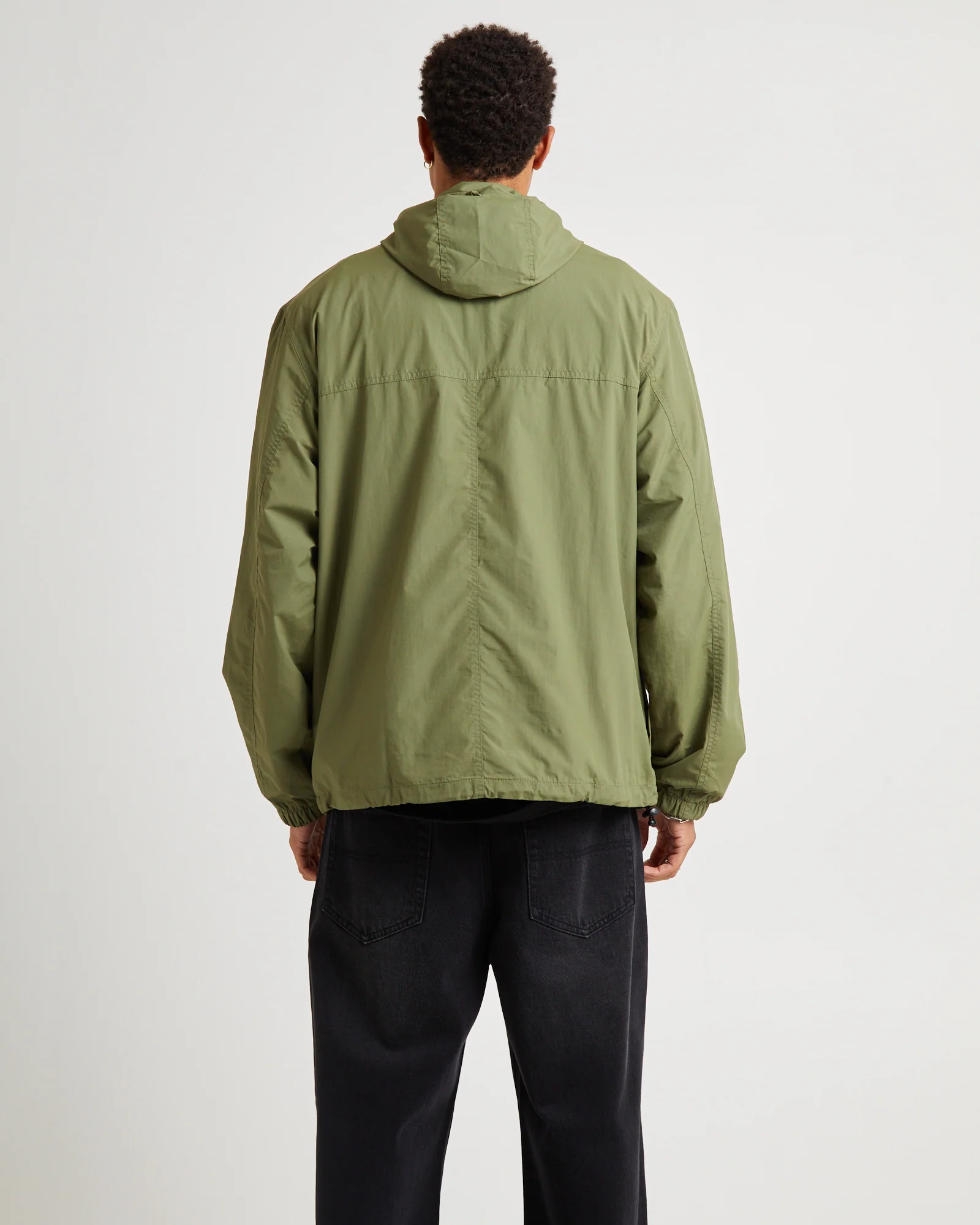 System Recycled Water Resistant pray Anorak Jacket Military Green - Image 2