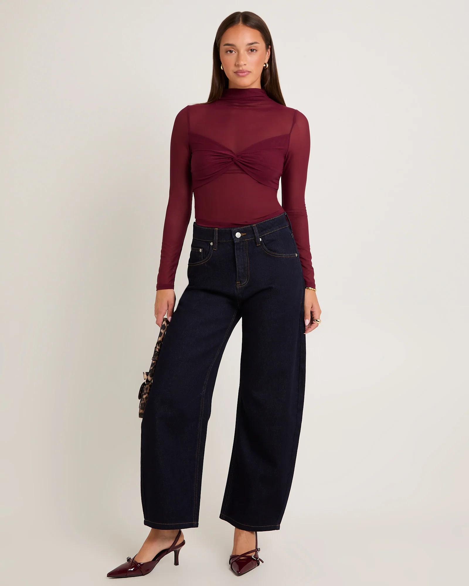 Tae Twist Detail Mesh Turtleneck - Image 3