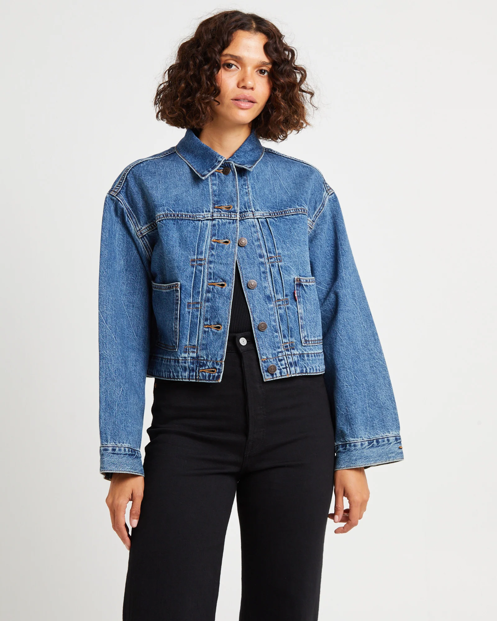 Tailored 90s Denim Trucker Denim Jacket - Image 4