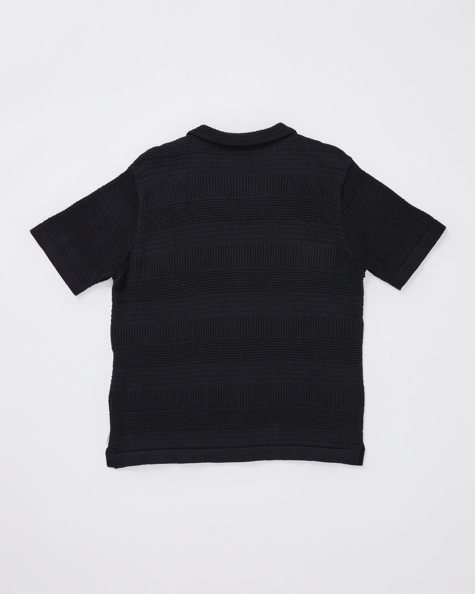 Teen Boys Fugar Knitted Short Sleeve Resort Shirt in Black - Image 2