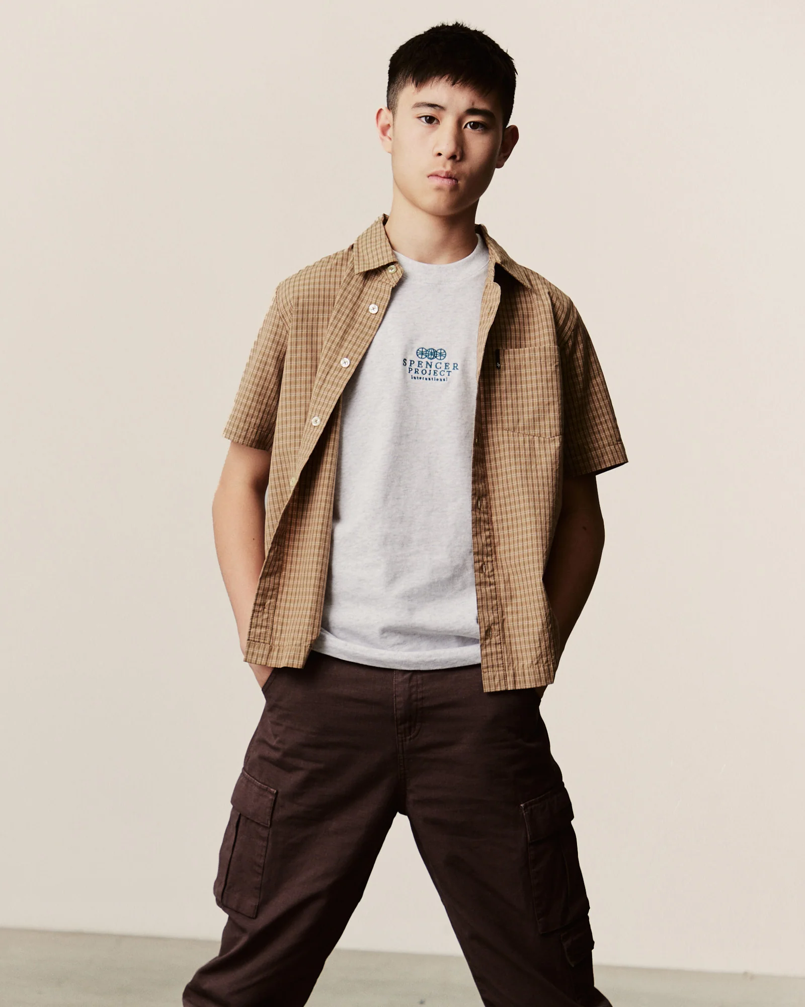 Teen Boys Skate Short Sleeve Shirt in Brown