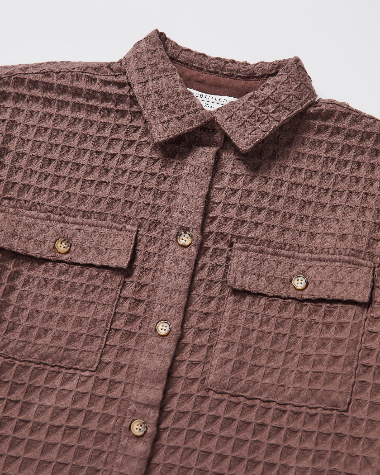 Teen Girls Waffle Long Sleeve Shirt in Mocha - Image 3