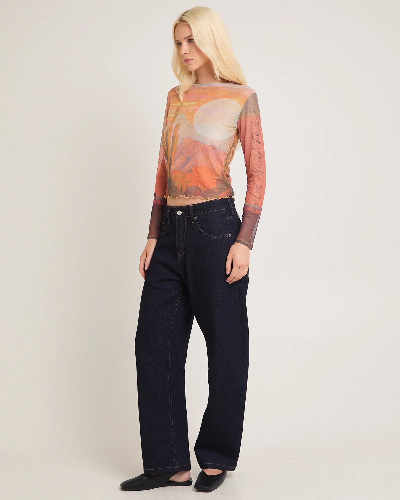 The Mesh Crop Long Sleeve Top - Image 4