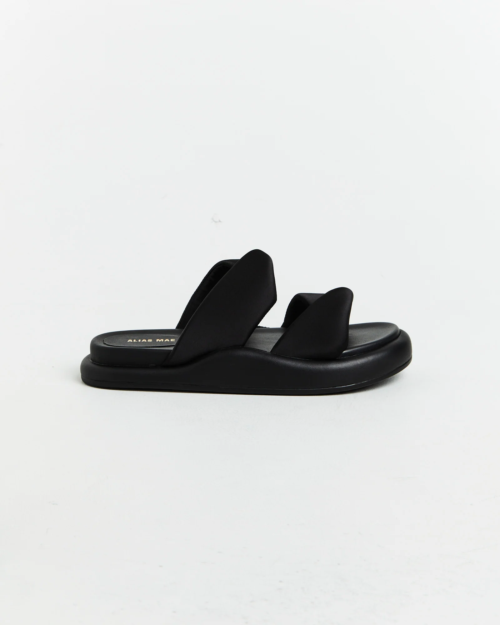 Therese Satin Slides in Black - Image 3