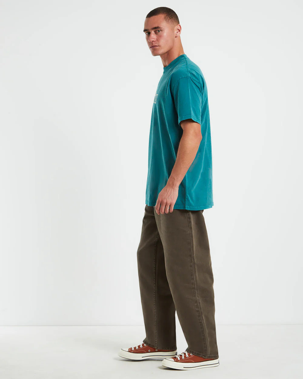 Thick 50-50 Heavyweight Short Sleeve T-Shirt in Ocean Blue - Image 4
