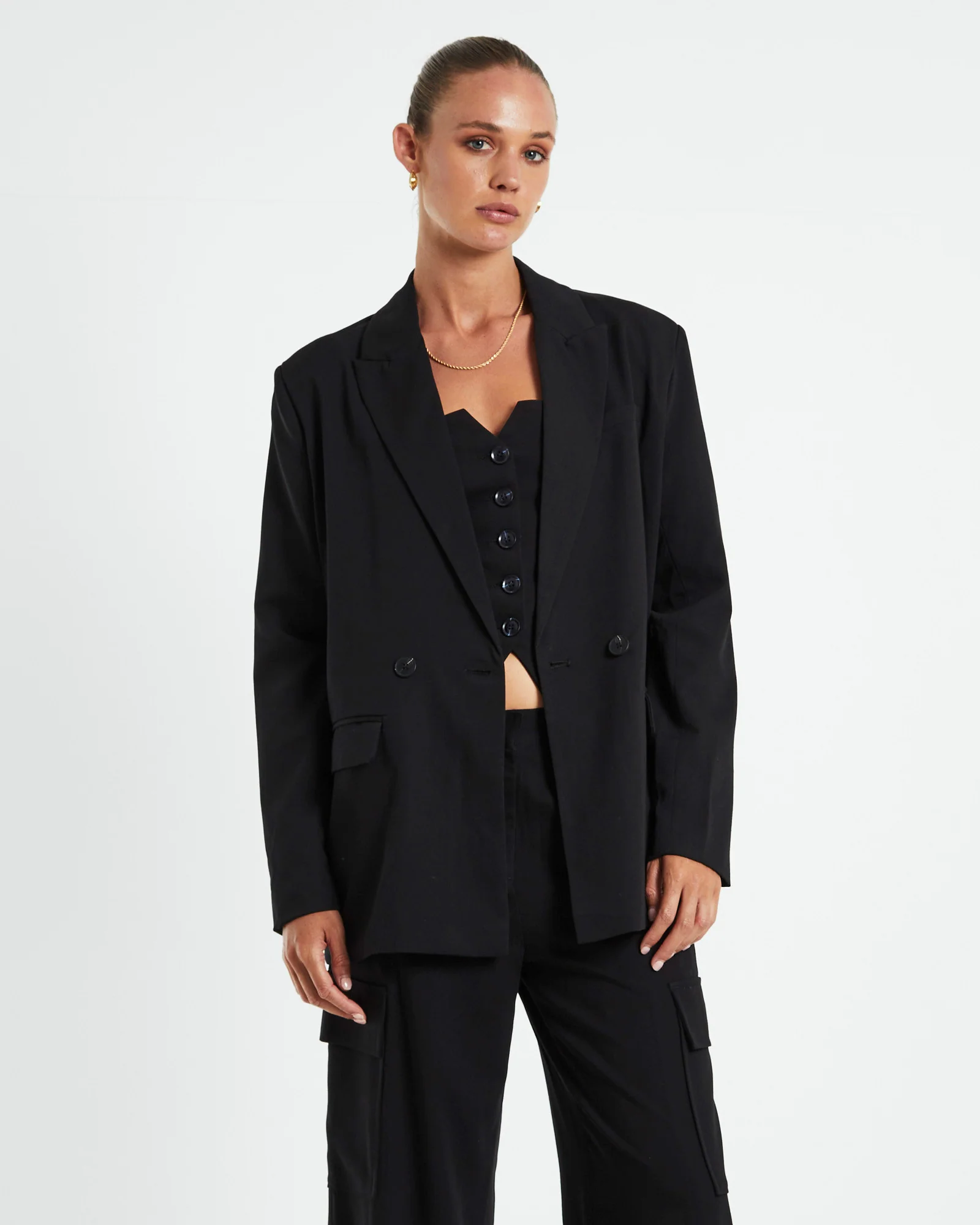 Tia Boyfriend Blazer Black