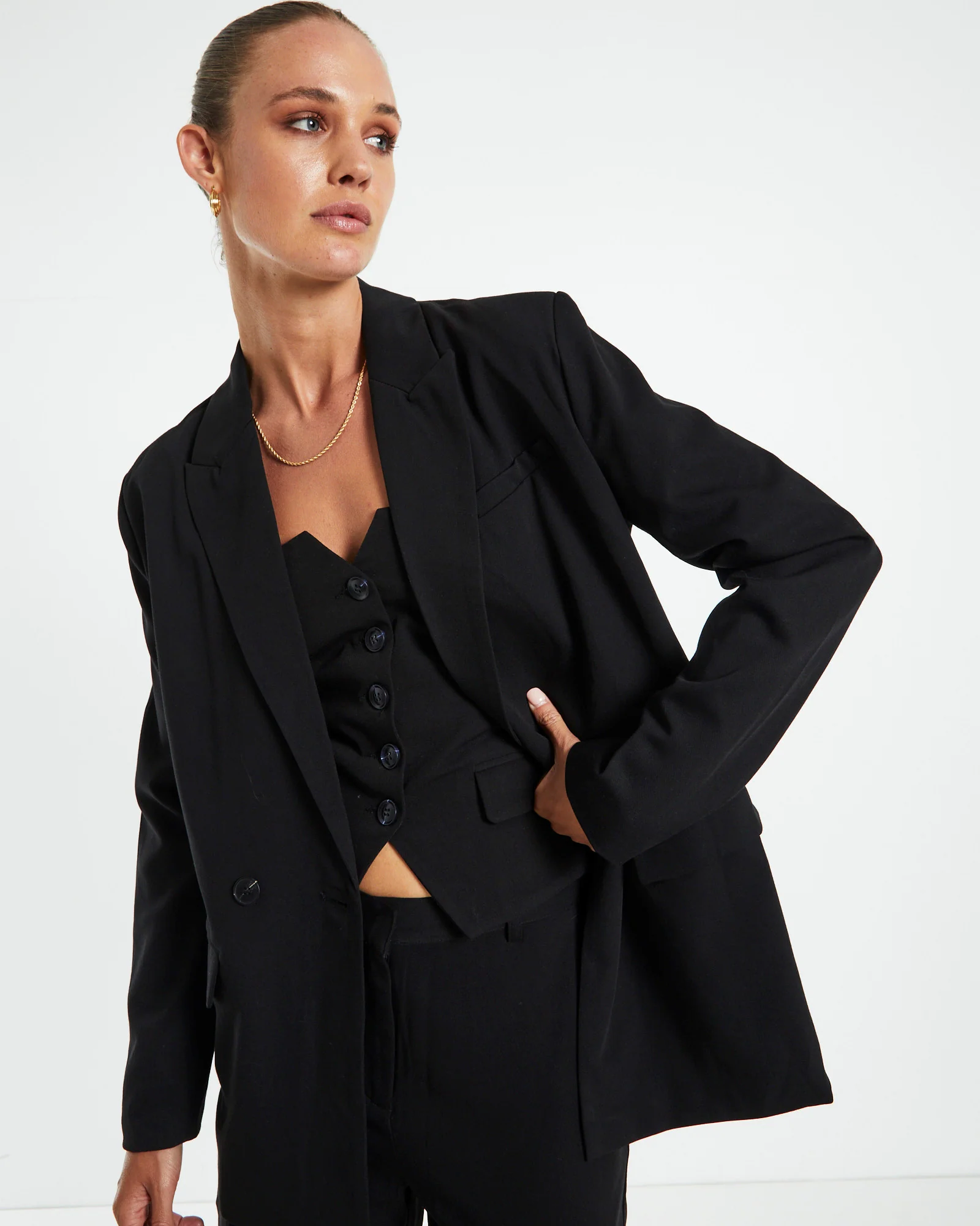 Tia Boyfriend Blazer Black - Image 6