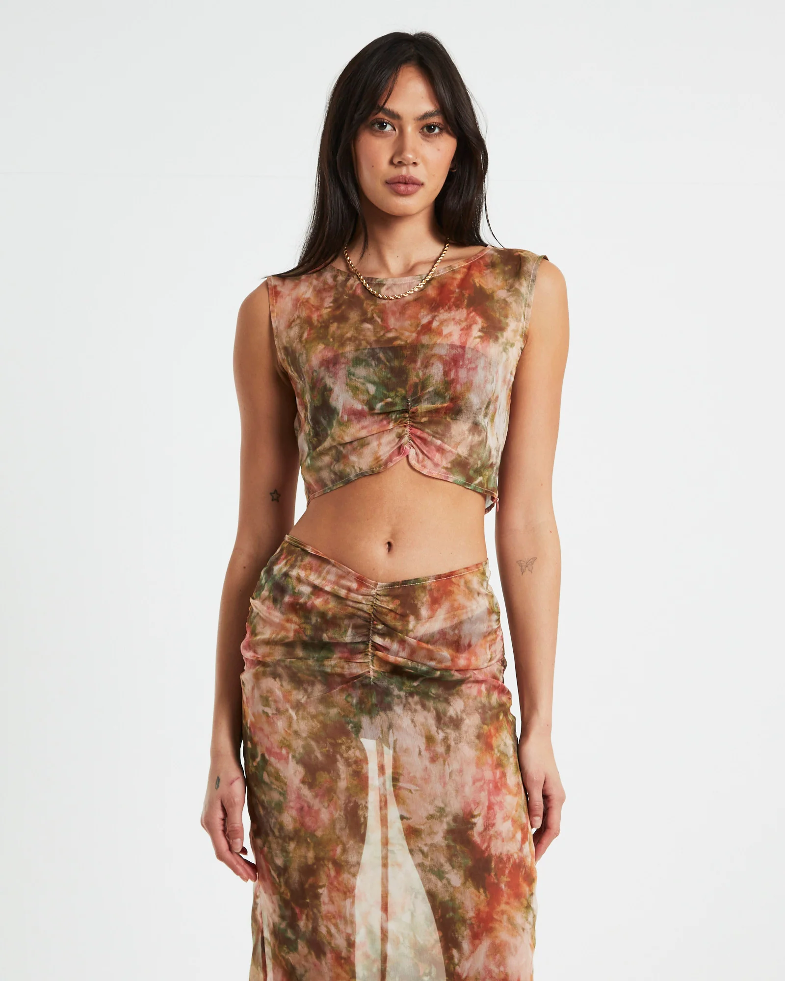 Tibby Tie Dye Gather Front Top in Assorted - Image 5