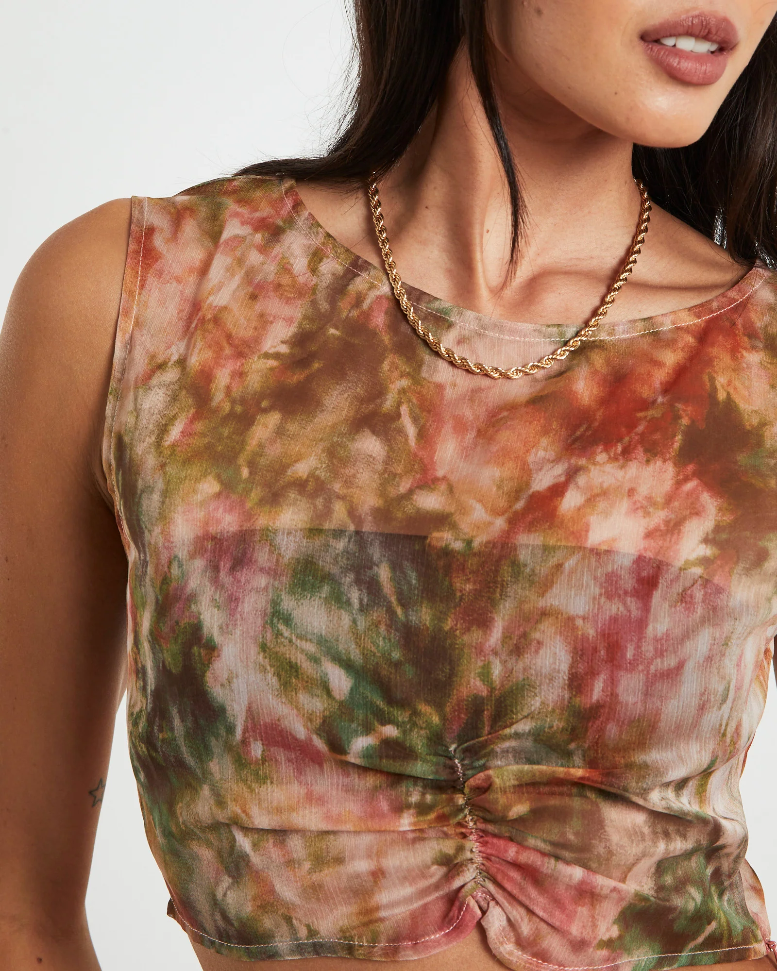 Tibby Tie Dye Gather Front Top in Assorted - Image 6