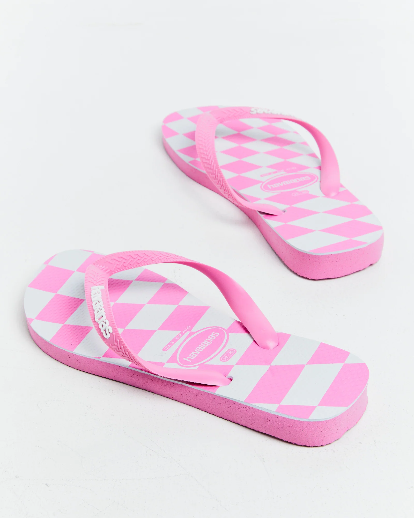 Top Distorted Check Thongs Pink Lemonade - Image 3