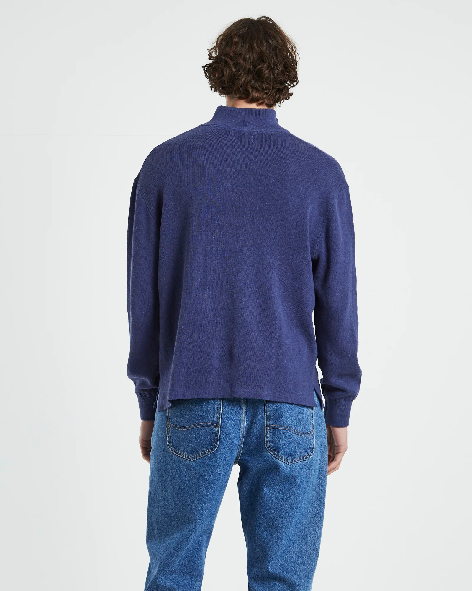Trade Hemp Quater Zip Fleece Jumper in Navy - Image 2