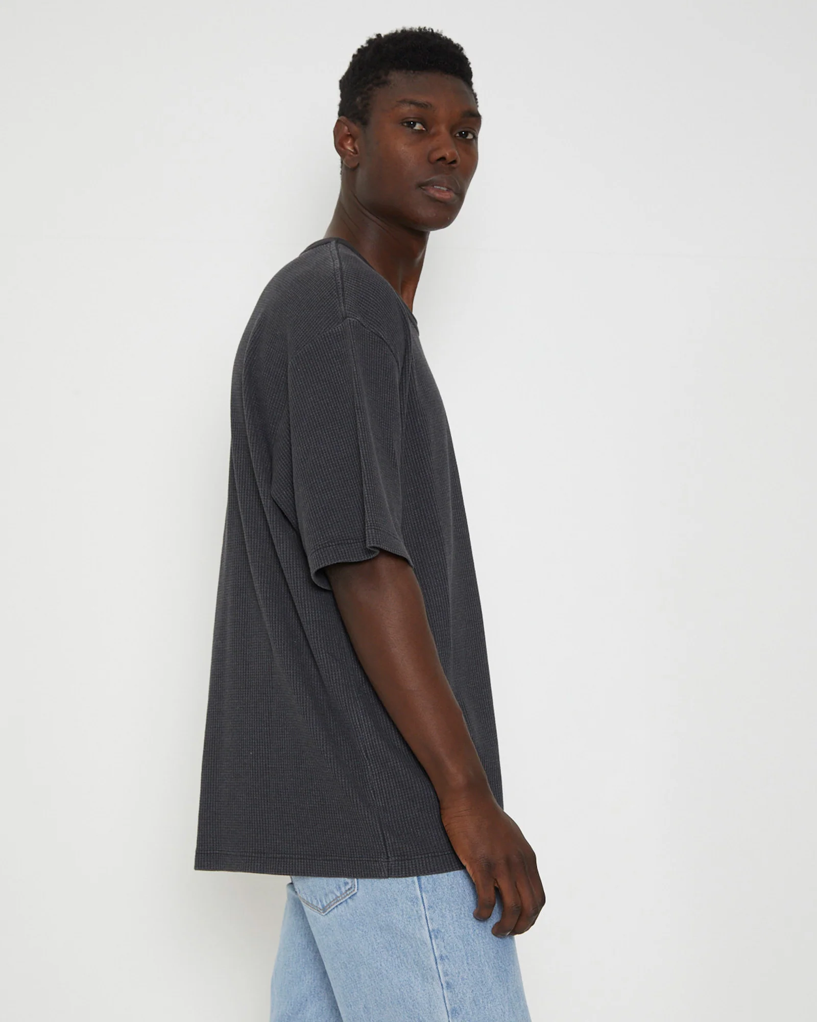 Trade Waffle Short Sleeve T-Shirt in Sulhur Black - Image 4