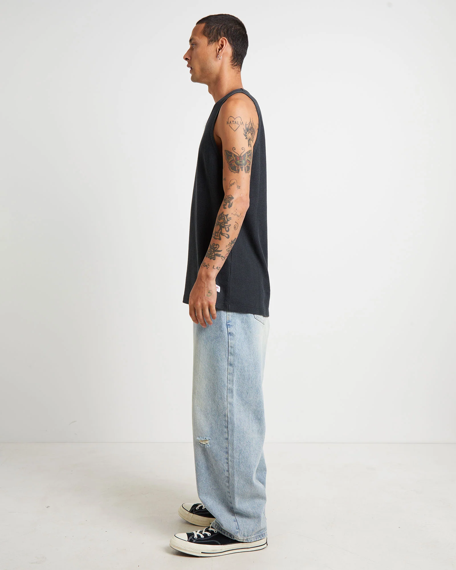 Trade Waffle Tank Tee in Sulphur Black - Image 4