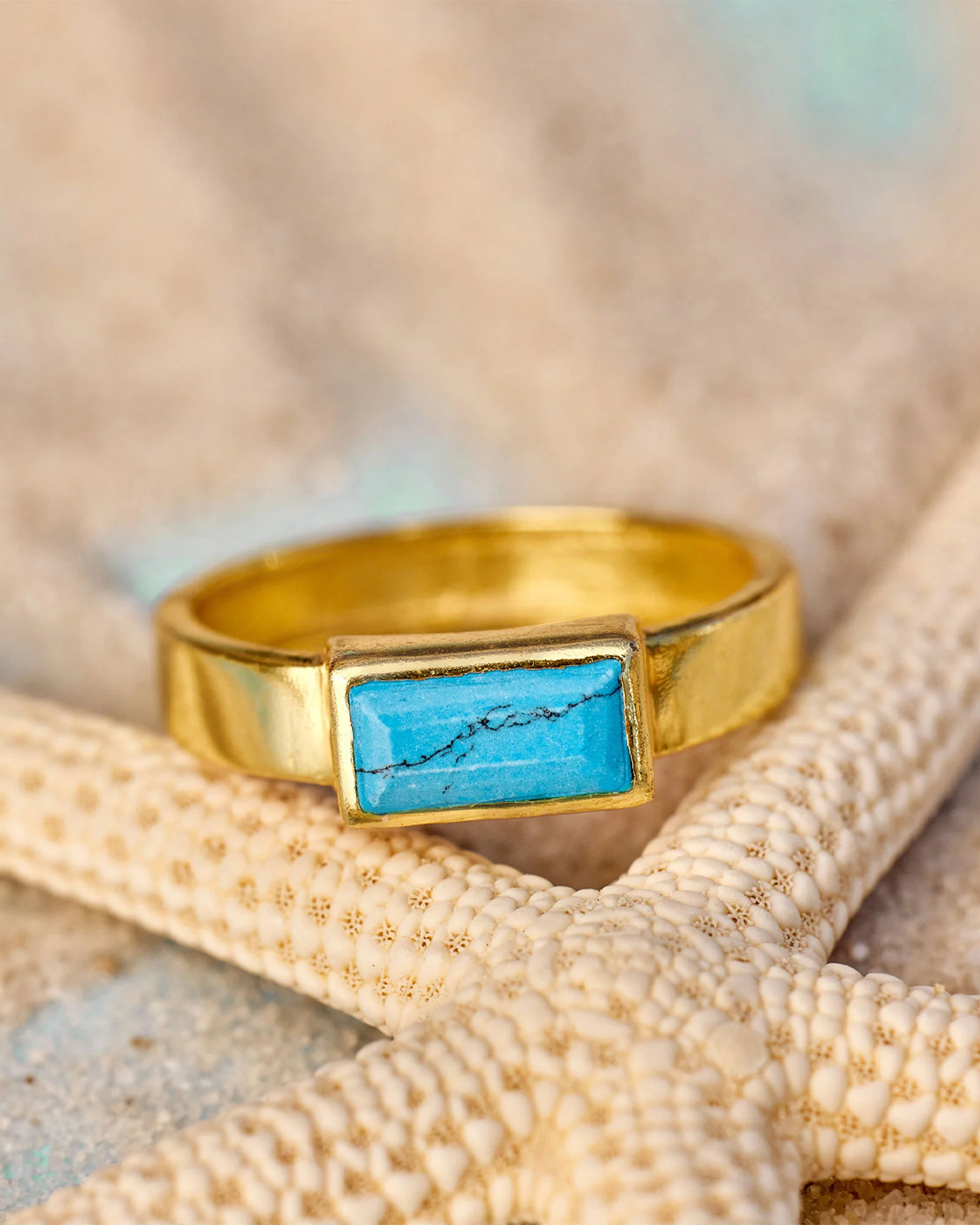 Tulum Turquoise Gold Ring - Image 4