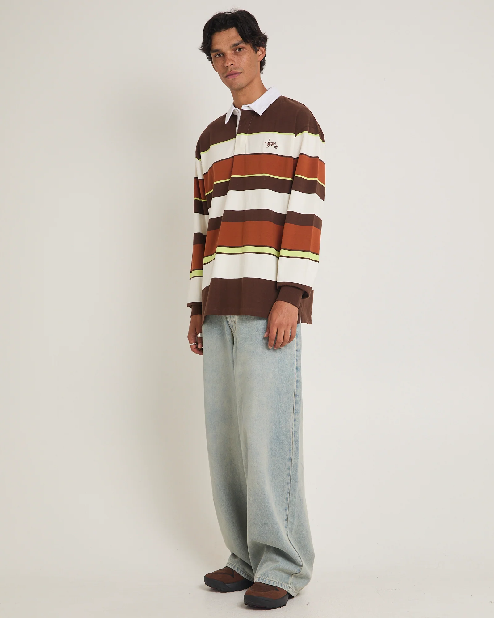 Variagated Stripe Rugby Long Sleeve Polo Shirt - Image 4