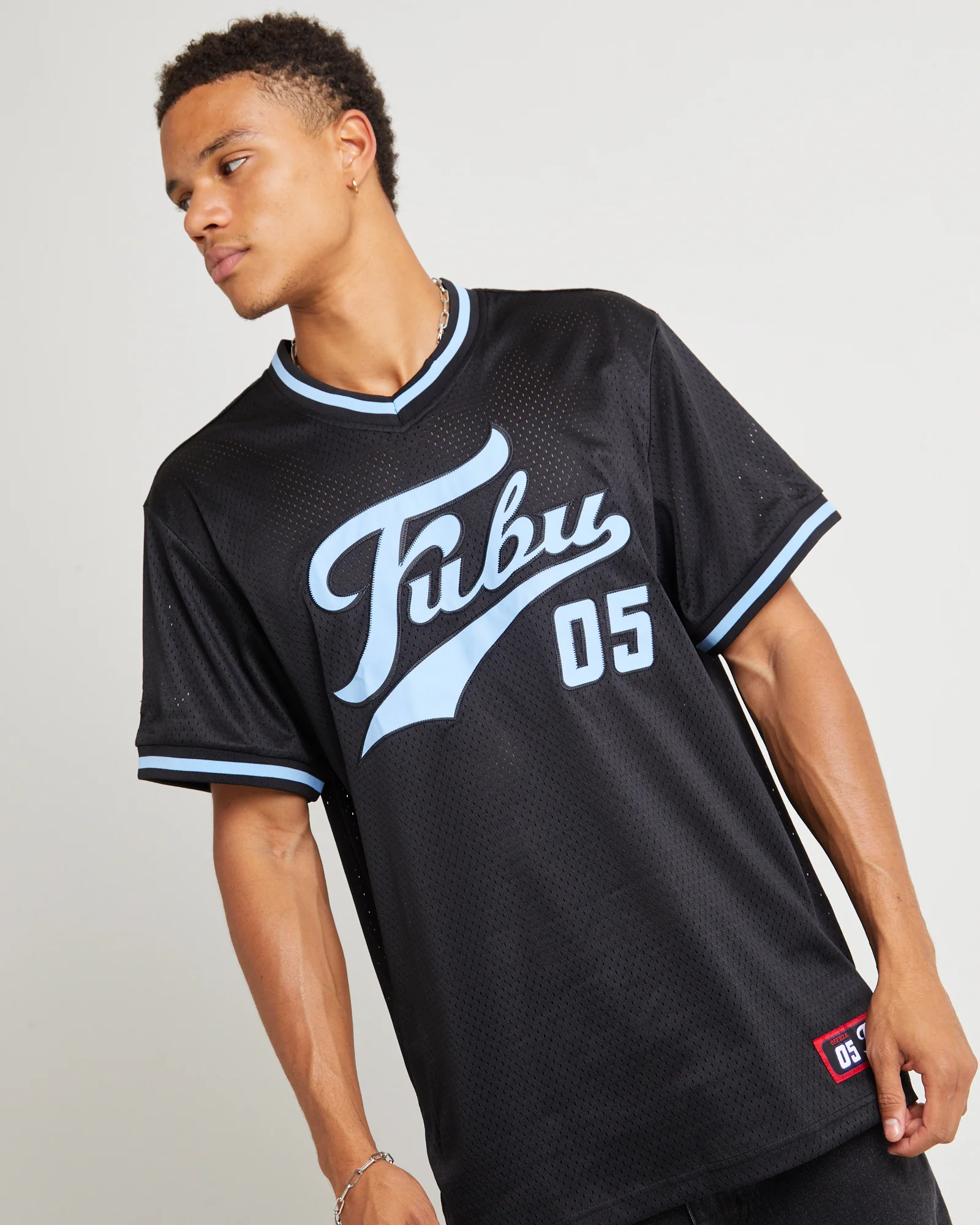 Varsity Mesh Short Sleeve T-Shirt Navy - Image 4