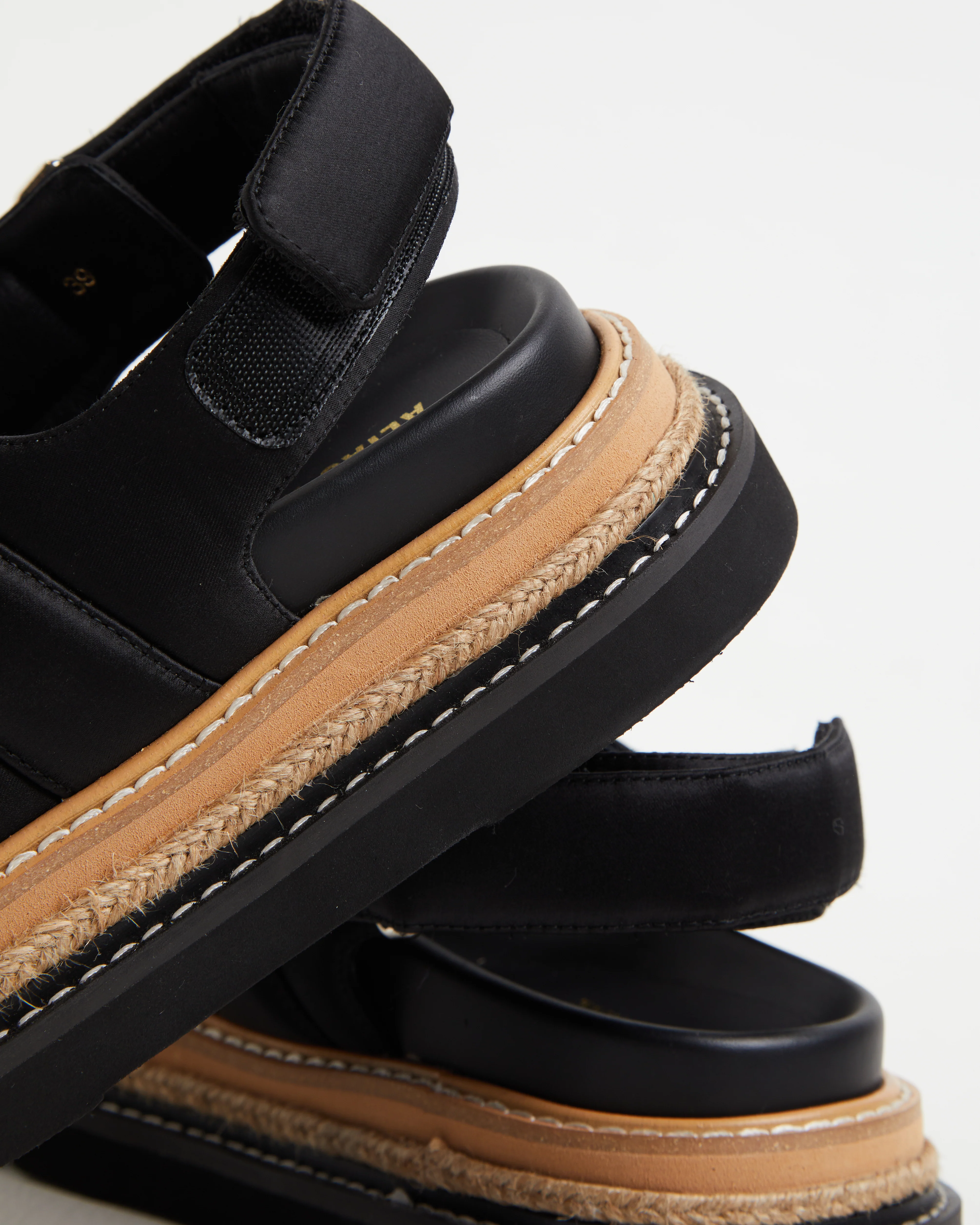 Veda Black Sandals in Satin Black - Image 4
