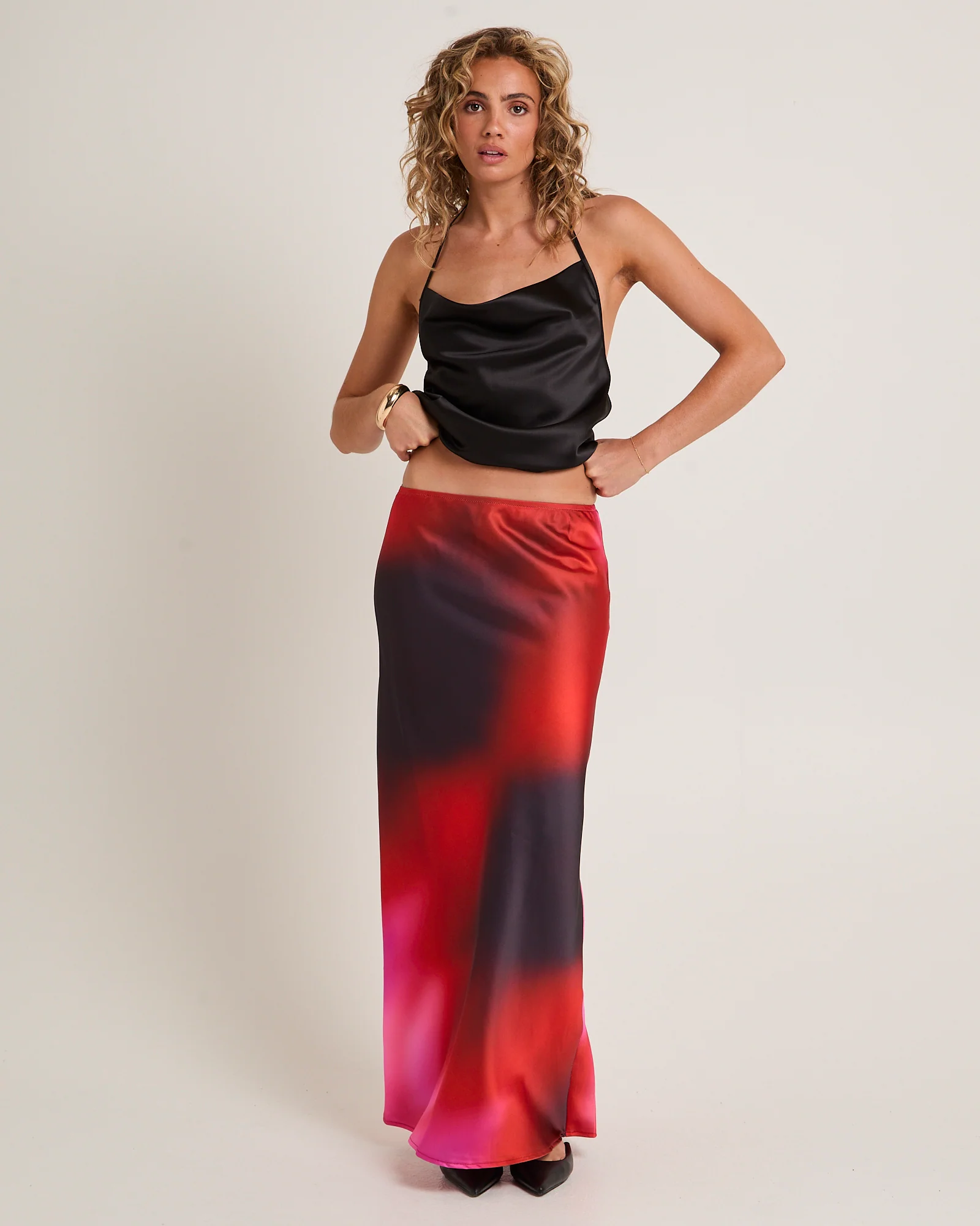 Vila Ombre Slip Maxi Skirt - Image 3