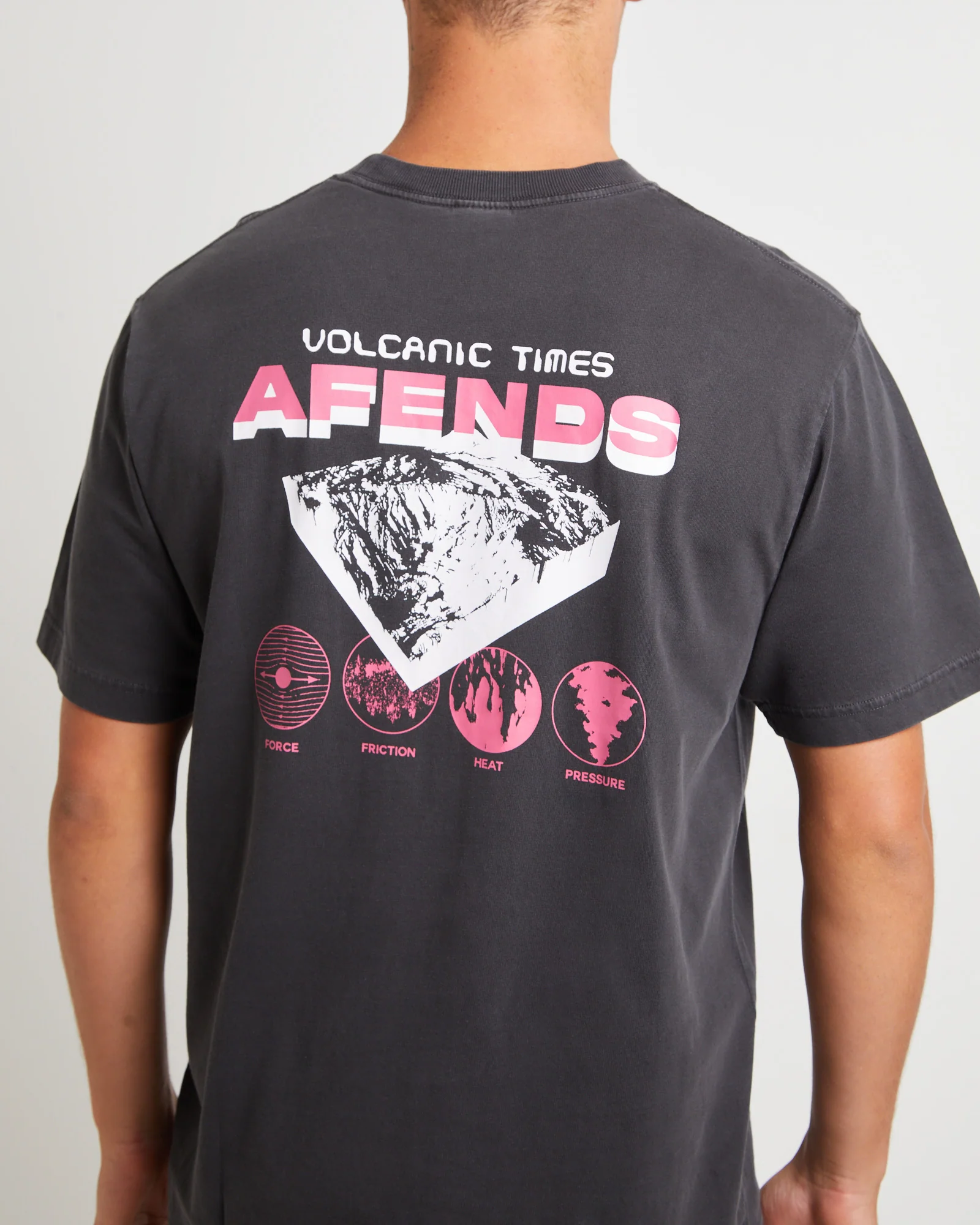 Volcanic Times Recycled Retro Fit T-Shirt in Stone Black - Image 5